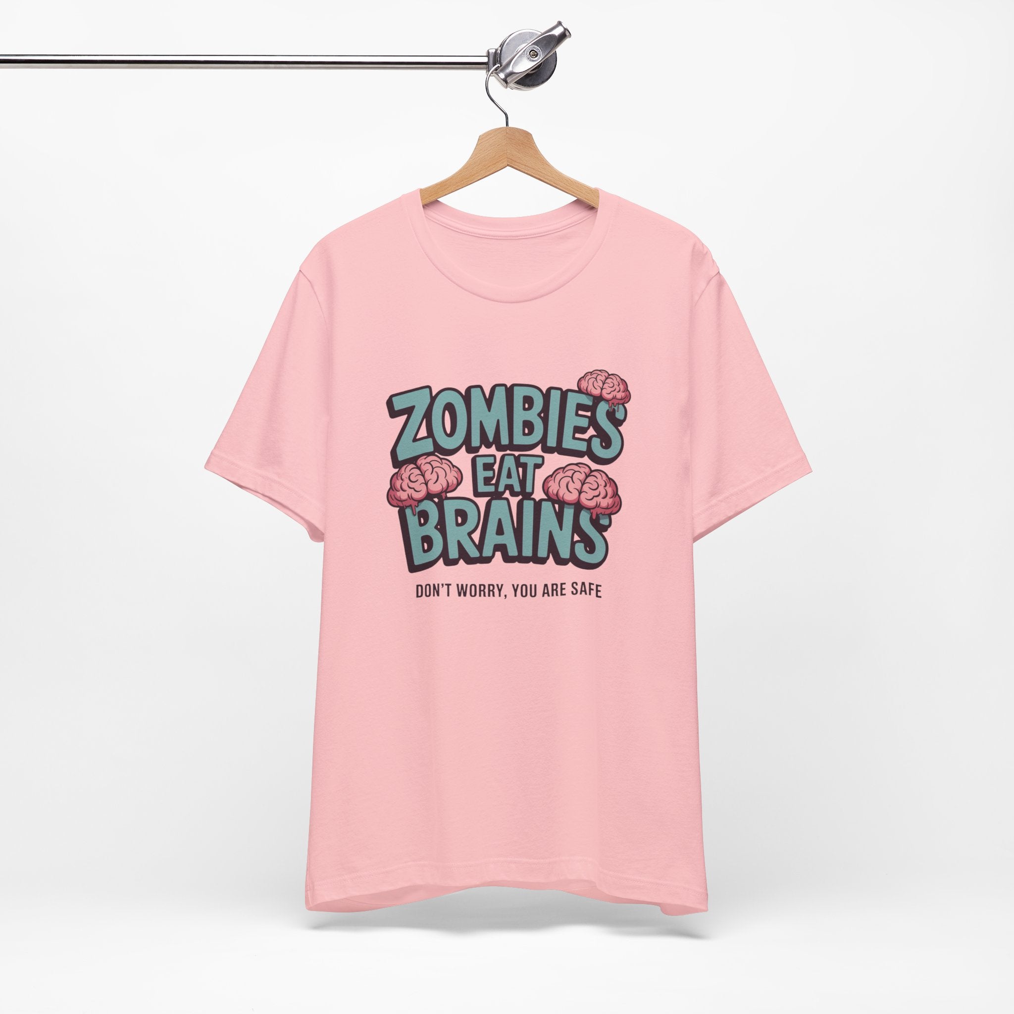 Zombies Eat Brains T‑Shirt — Funny Halloween Horror Tee ("Don't Worry, You Are Safe")