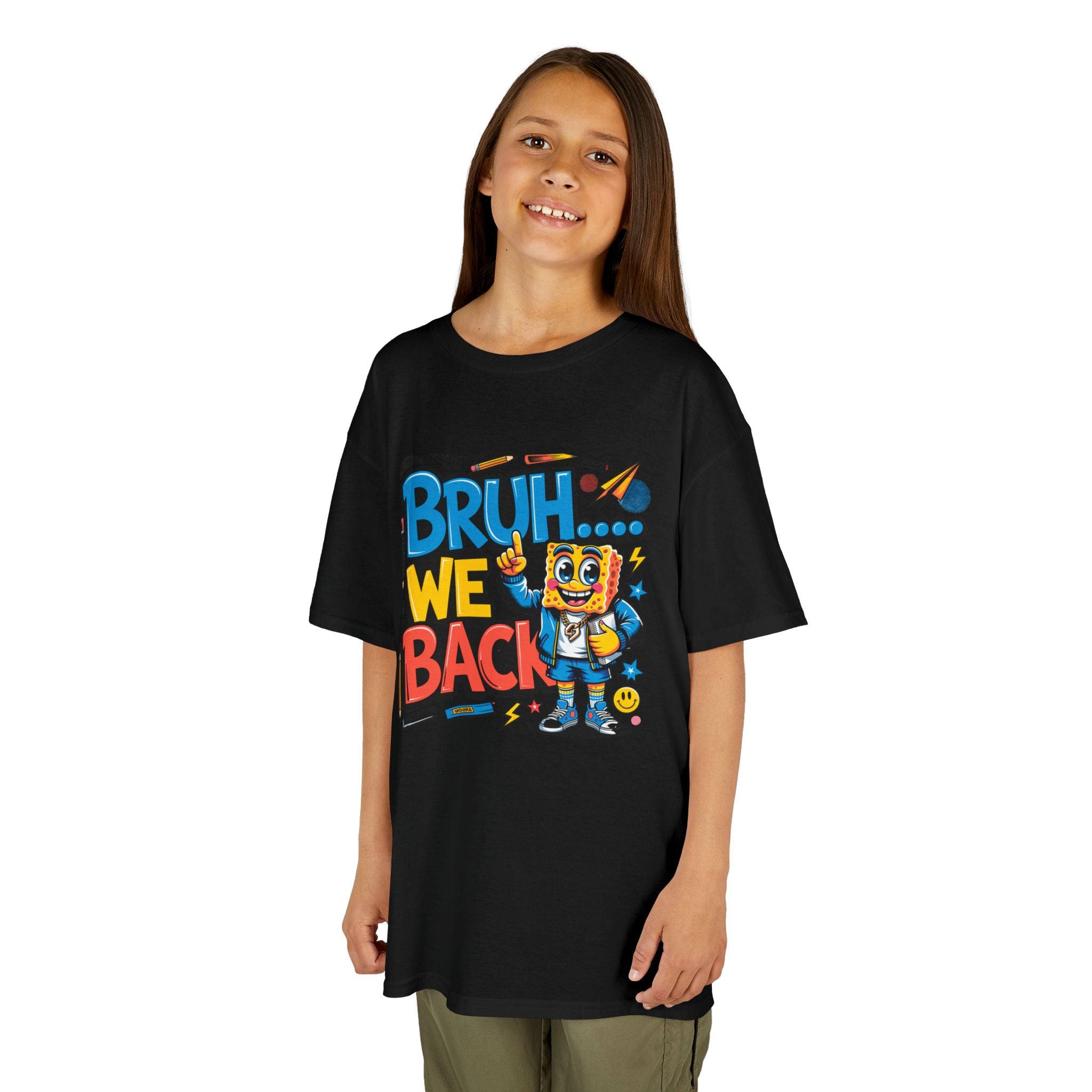 Kids Tee — "Bruh... We Back" Cartoon Sponge Graphic