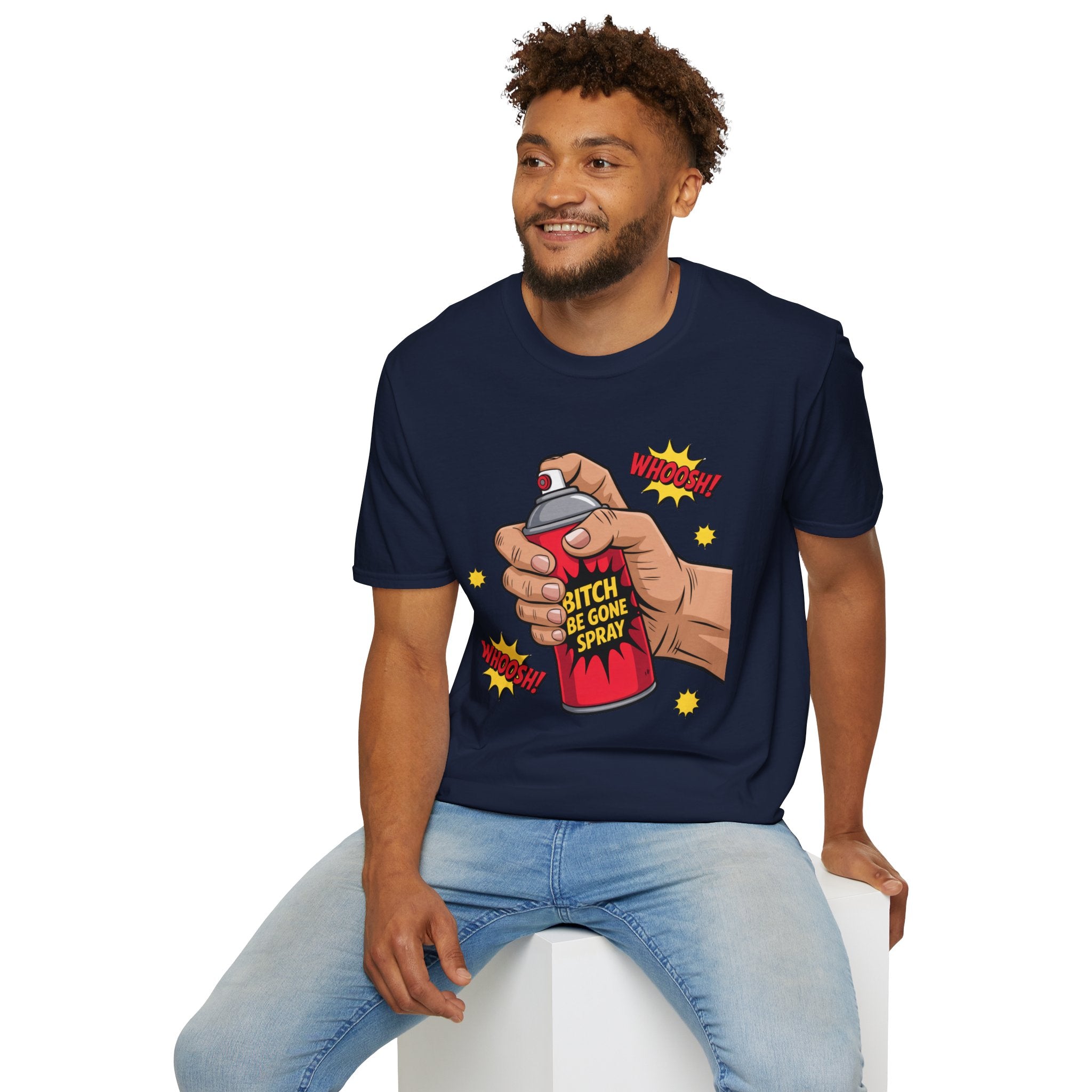 Funny 'Bitch, Be Gone' Spray T-Shirt — Pop Art Spray Can Graphic Tee