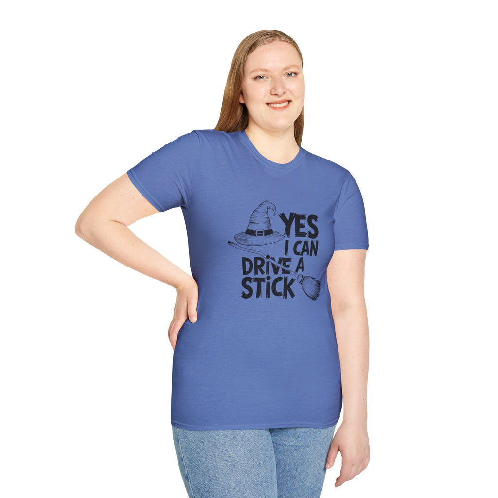 Witch Hat Tee - "Yes I Can Drive a Stick" Halloween T-Shirt