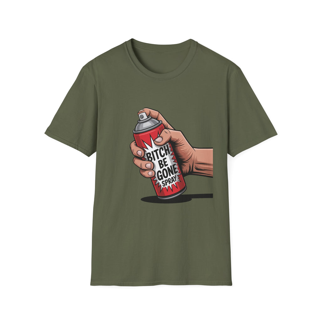 Funny 'Bitch, Be Gone' Spray T-Shirt — Pop Art Spray Can Graphic Tee