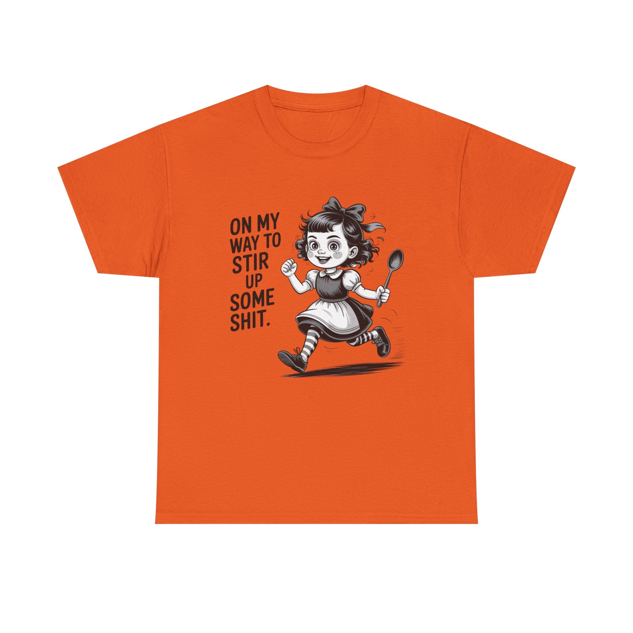 Stir Up Some Shit Tee — Retro Mischief Girl Graphic T-Shirt