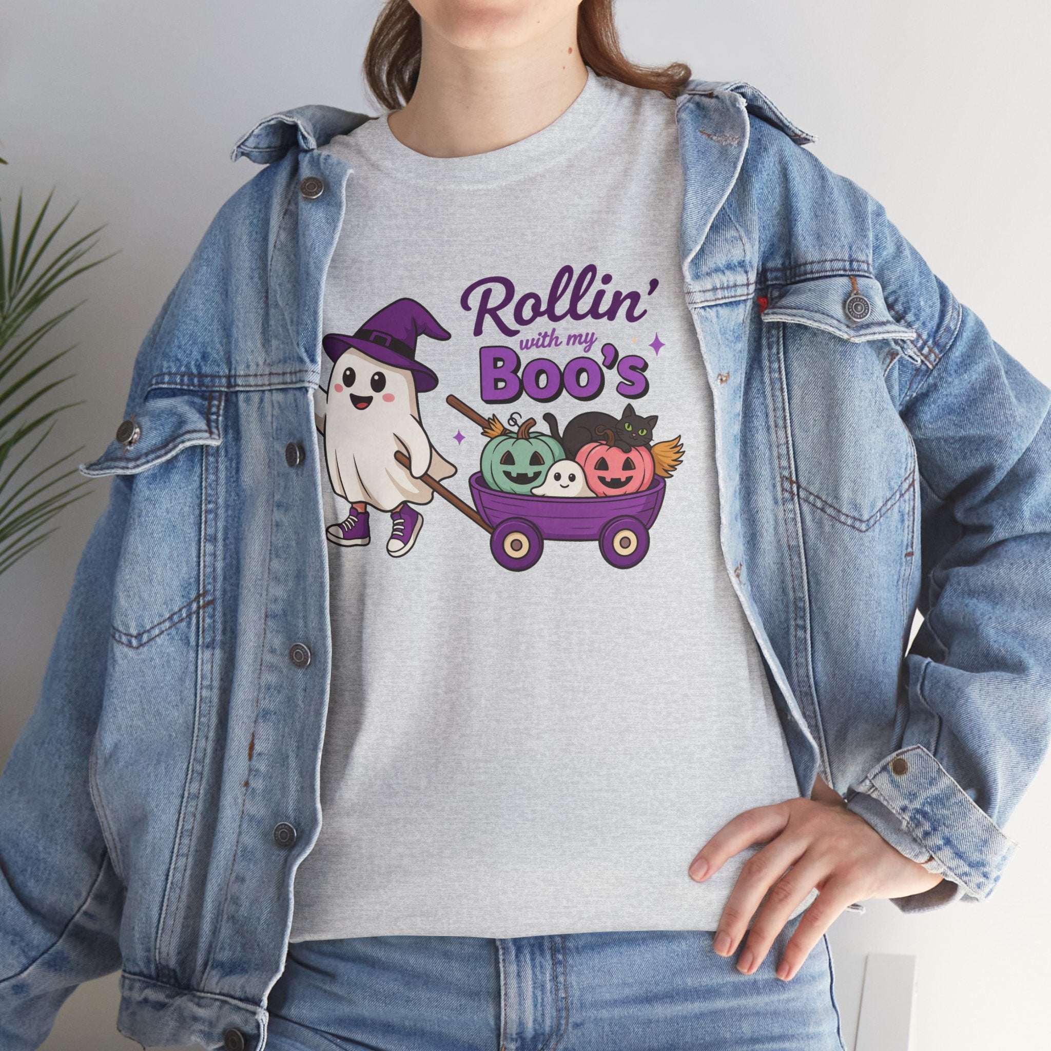 Rollin' Boo's Halloween Tee — Cute Ghost Wagon Pumpkin Kids Shirt