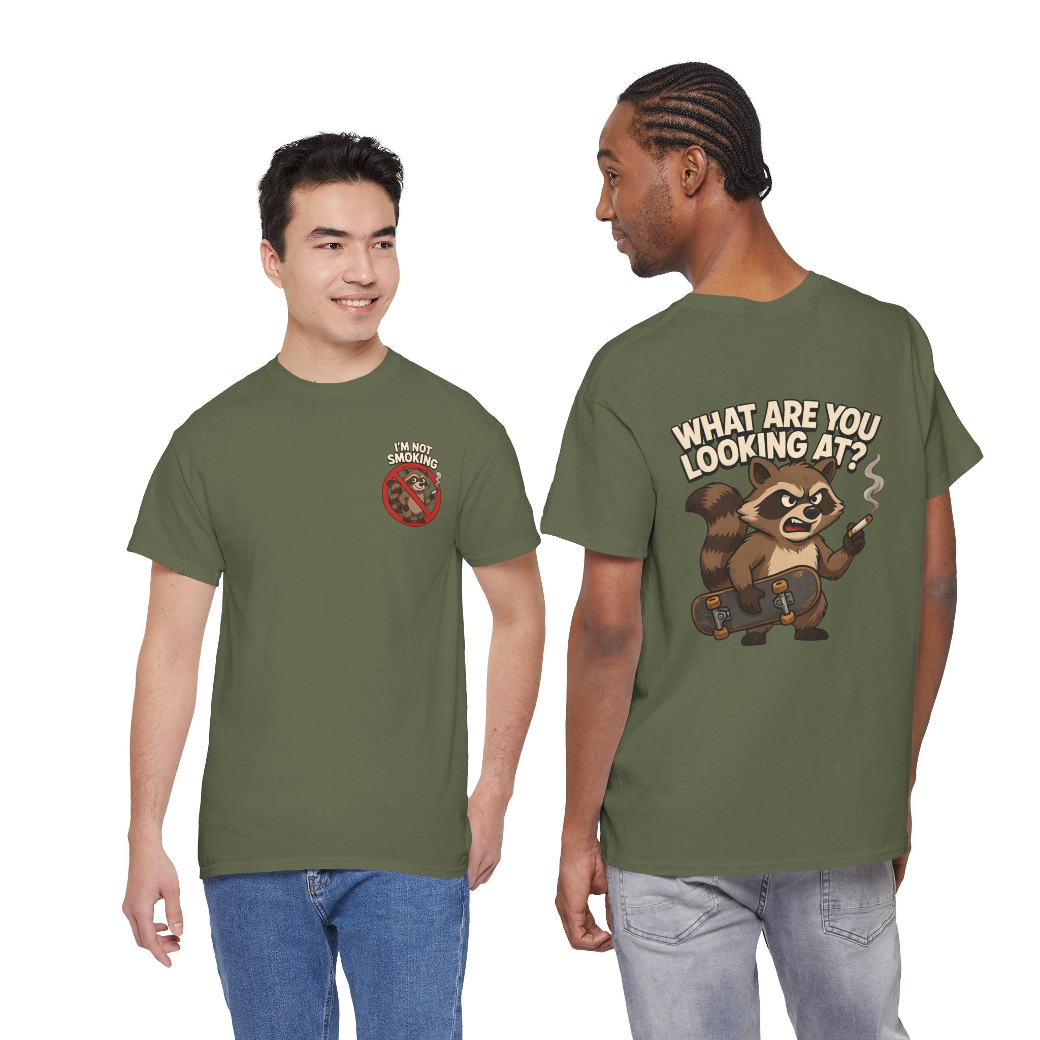 Graphic Tee — "What Are You Looking At?" Raccoon Illustration T-Shirt