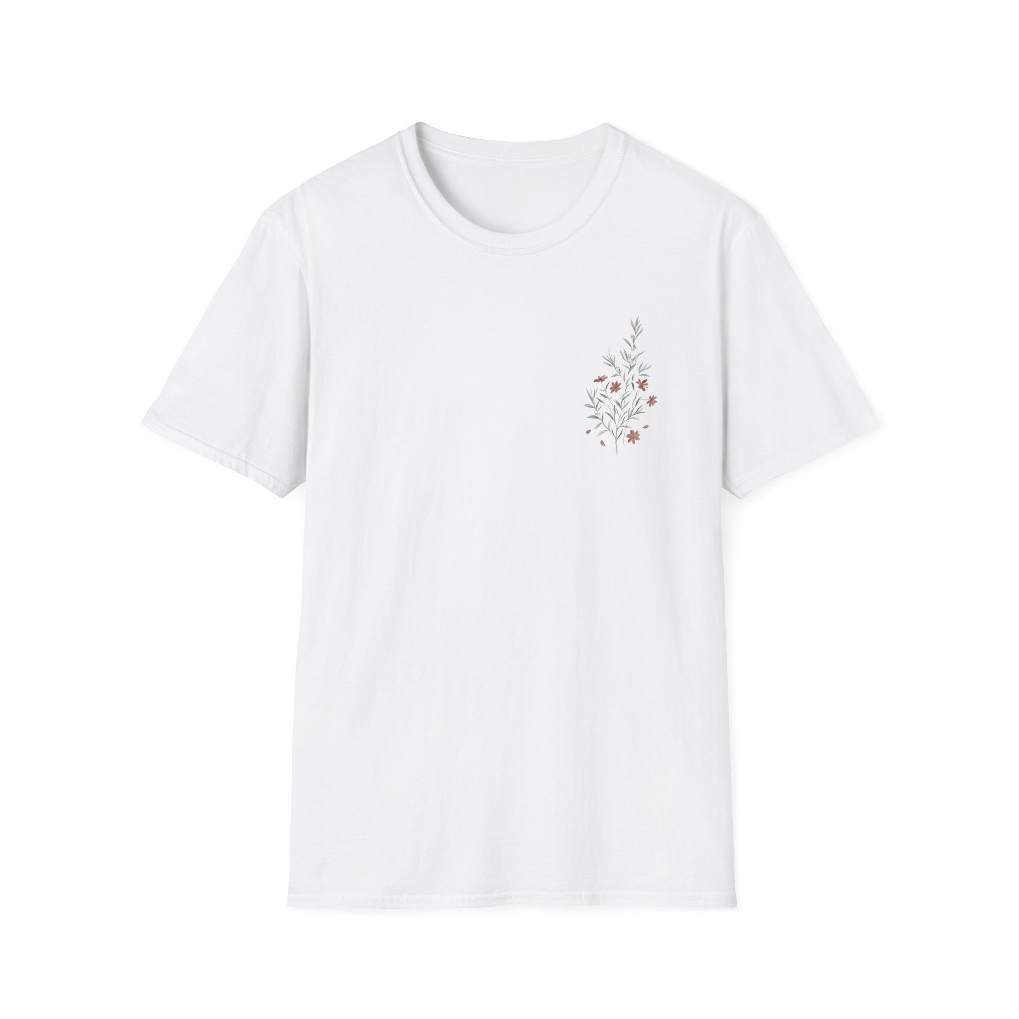 Floral Corner Tee — Minimal Wildflower Pocket T‑Shirt