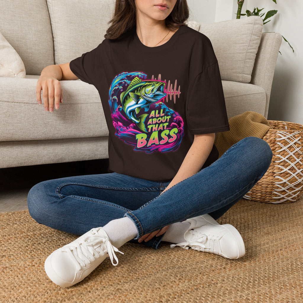 Bass Fishing T-Shirt — "All About That Bass" Retro Wave Graphic