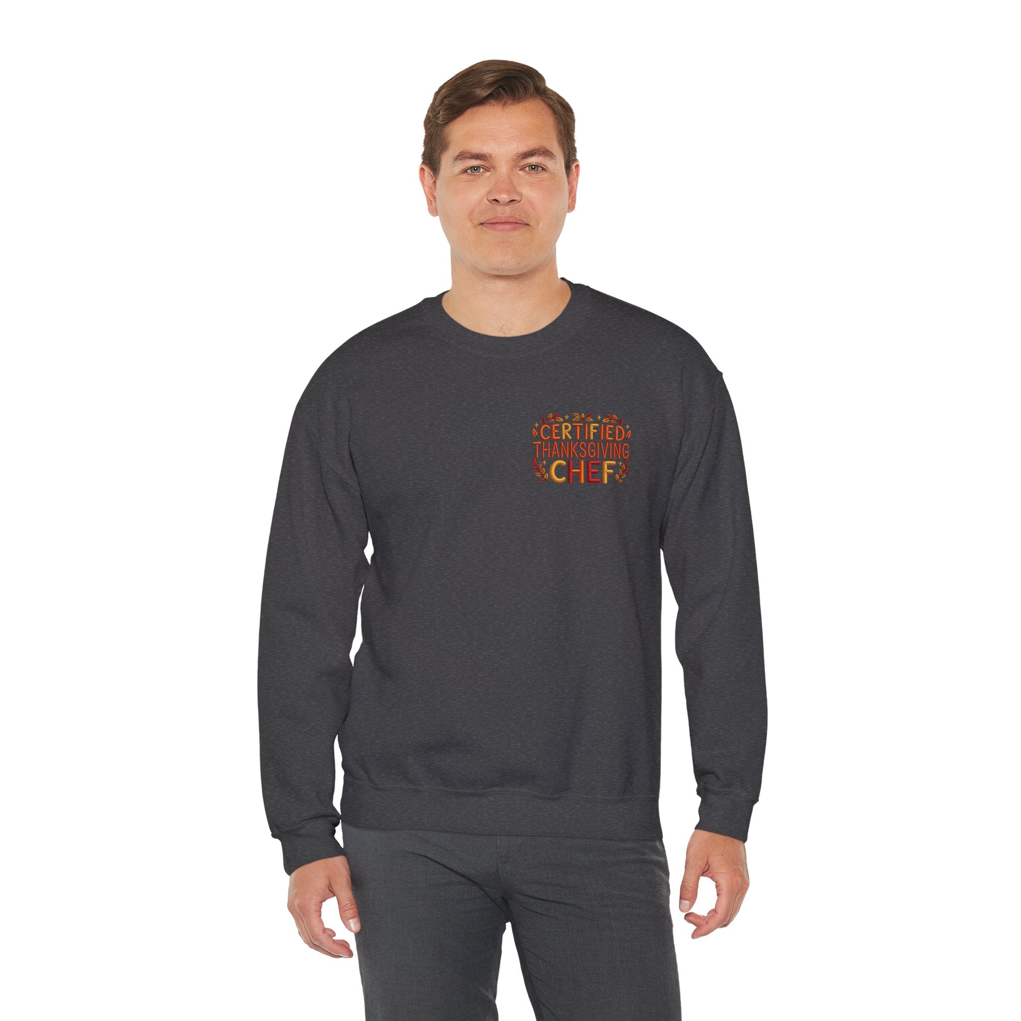 Funny Thanksgiving Chef Crewneck Sweatshirt — Certified Thanksgiving Chef Kitchen Disaster Humor Gift Pullover