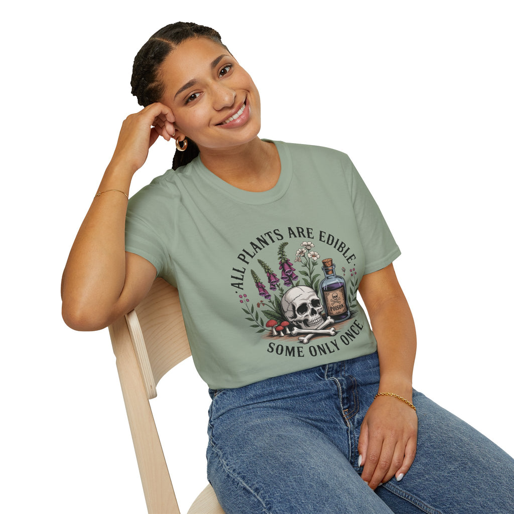 All Plants Are Edible T-Shirt — Botanical Skull & Apothecary Graphic Tee