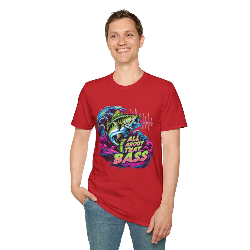 Bass Fishing T-Shirt — "All About That Bass" Retro Wave Graphic