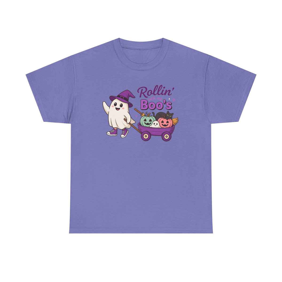 Rollin' Boo's Halloween Tee — Cute Ghost Wagon Pumpkin Kids Shirt