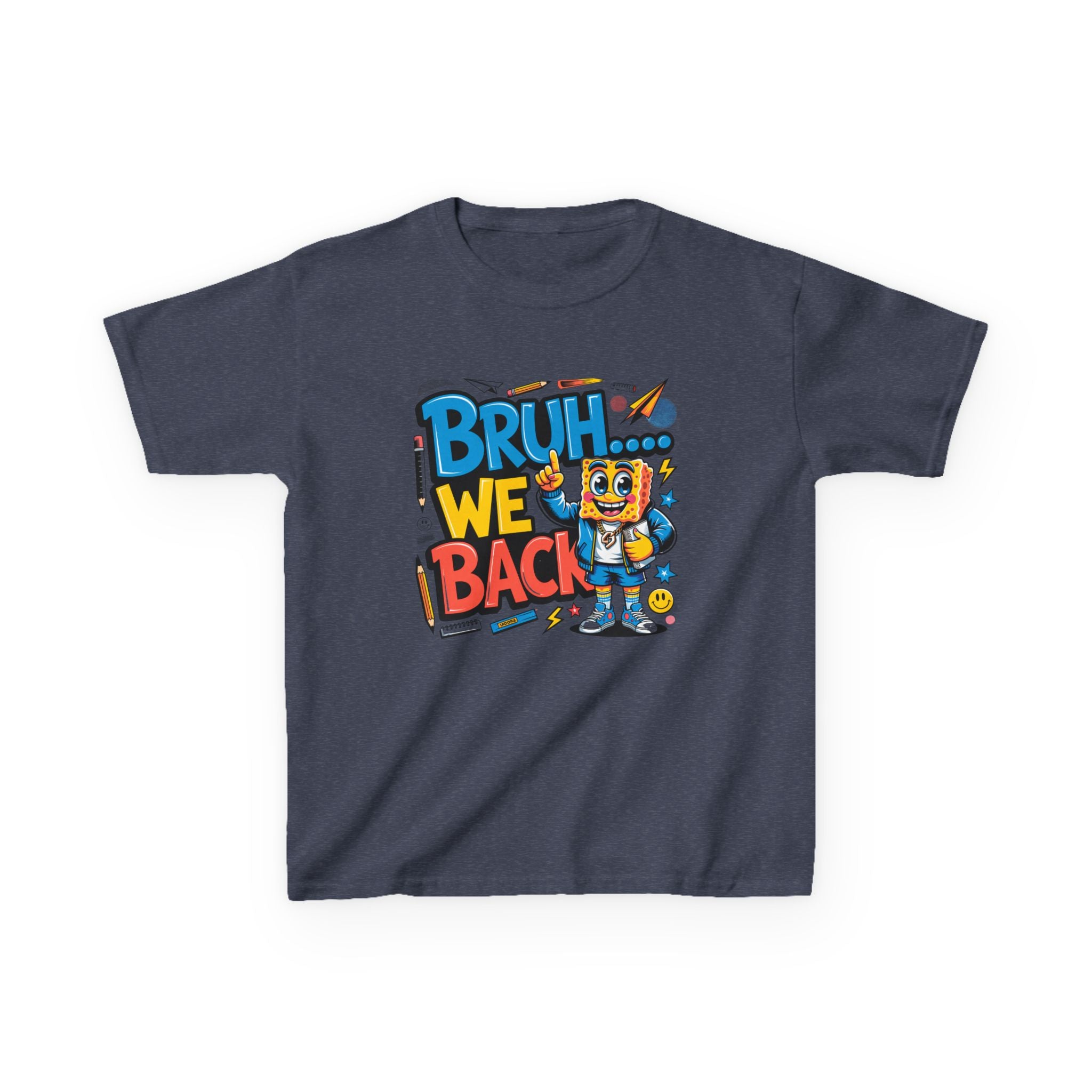 Kids Tee — "Bruh... We Back" Cartoon Sponge Graphic