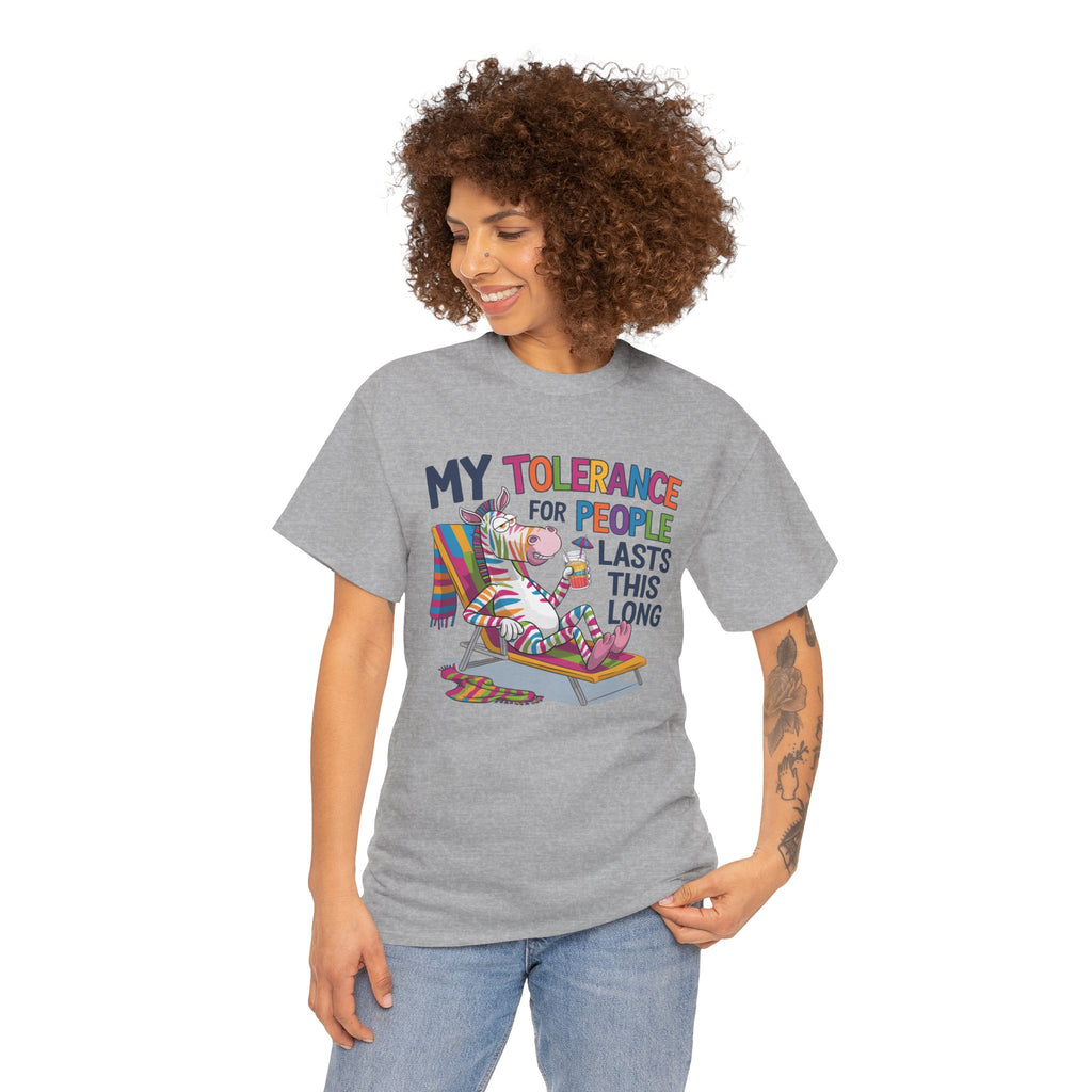 Funny Unicorn T-Shirt — “My Tolerance for People Lasts This Long” Graphic Tee