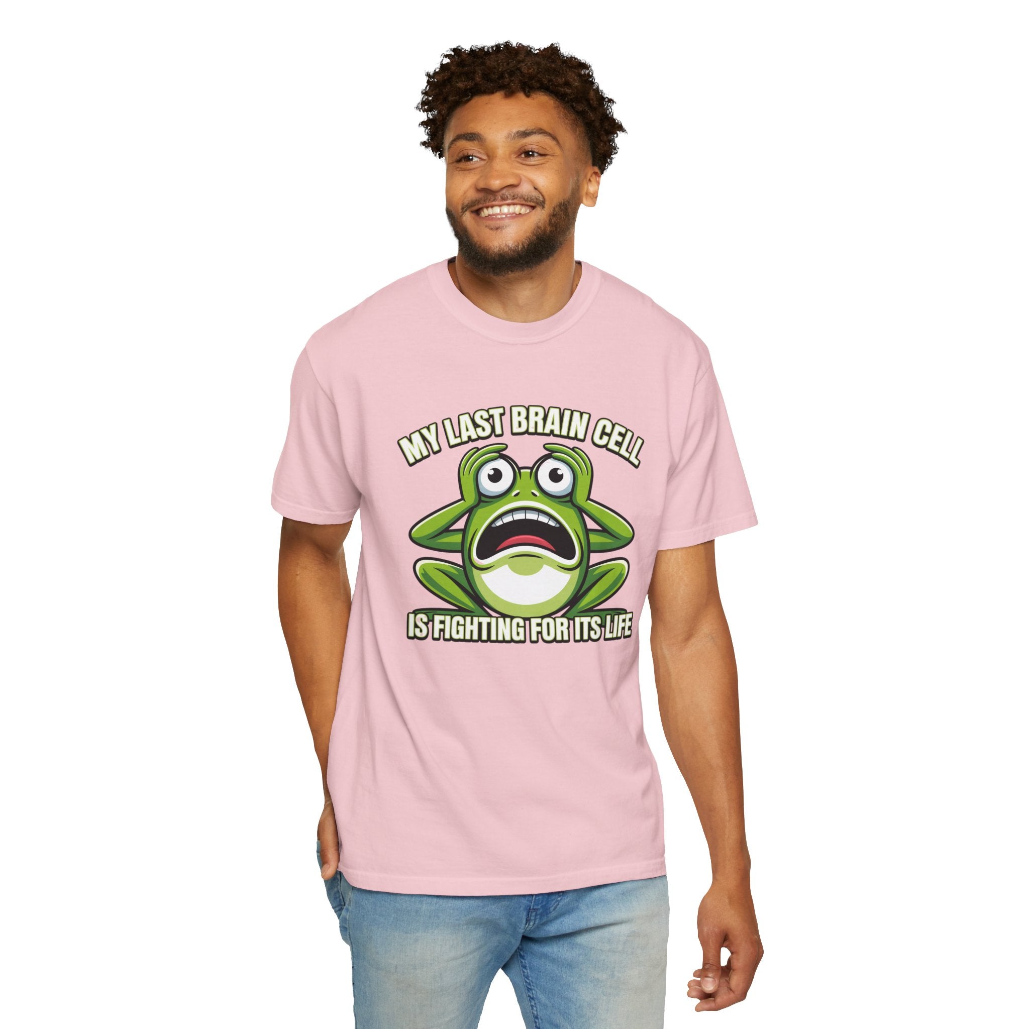 Funny Frog Graphic T-Shirt — My Last Brain Cell Is Fighting For Its Life Humor Gift Tee for Women