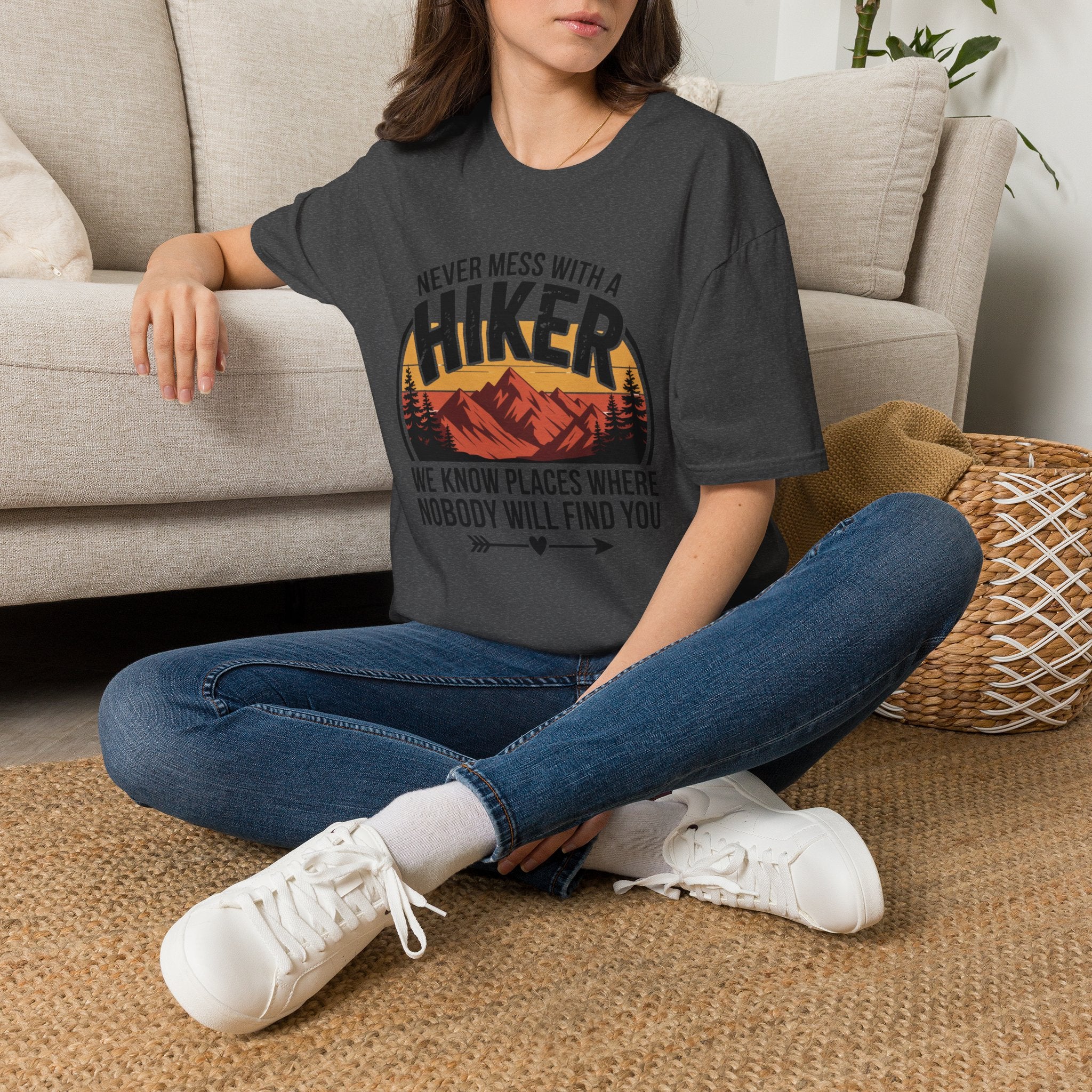 Hiker T-Shirt — "Never Mess With a Hiker" Mountain Sunset Tee