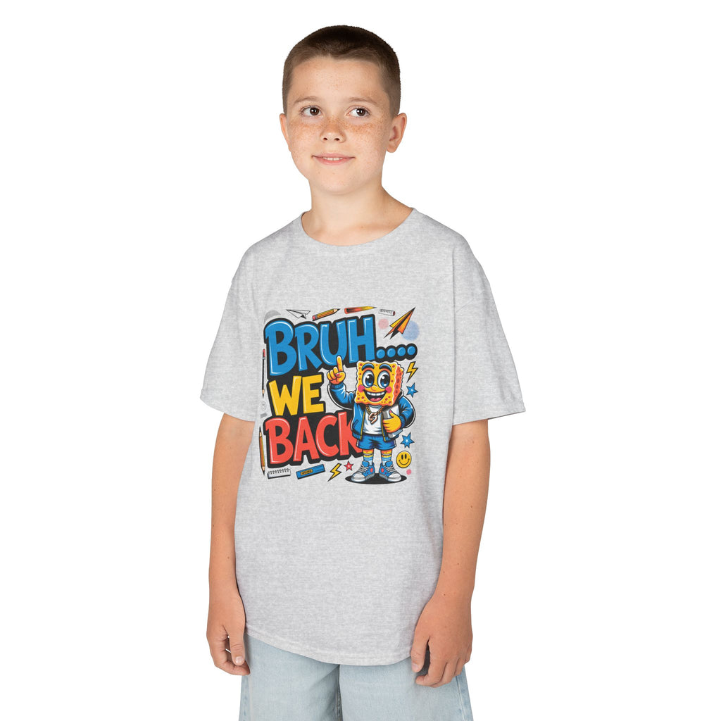 Kids Tee — "Bruh... We Back" Cartoon Sponge Graphic