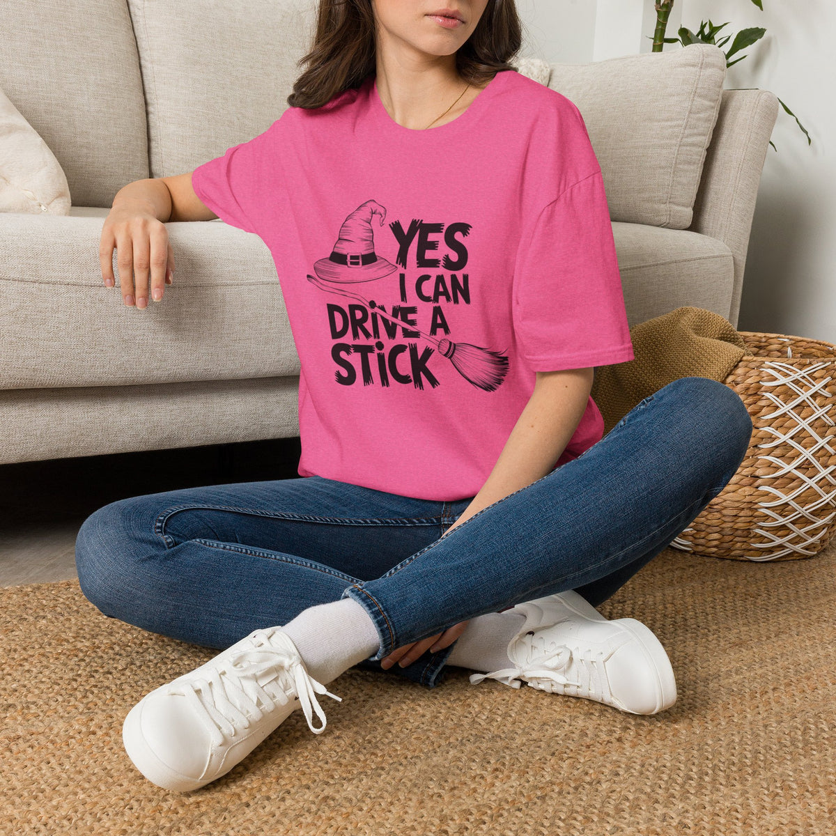 Witch Hat Tee - "Yes I Can Drive a Stick" Halloween T-Shirt