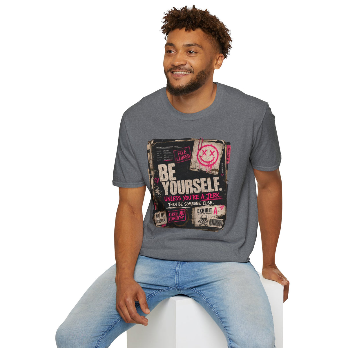 T‑Shirt — 'Be Yourself' Vintage Grunge Graphic Tee (Be Yourself, Unless You’re a Jerk)