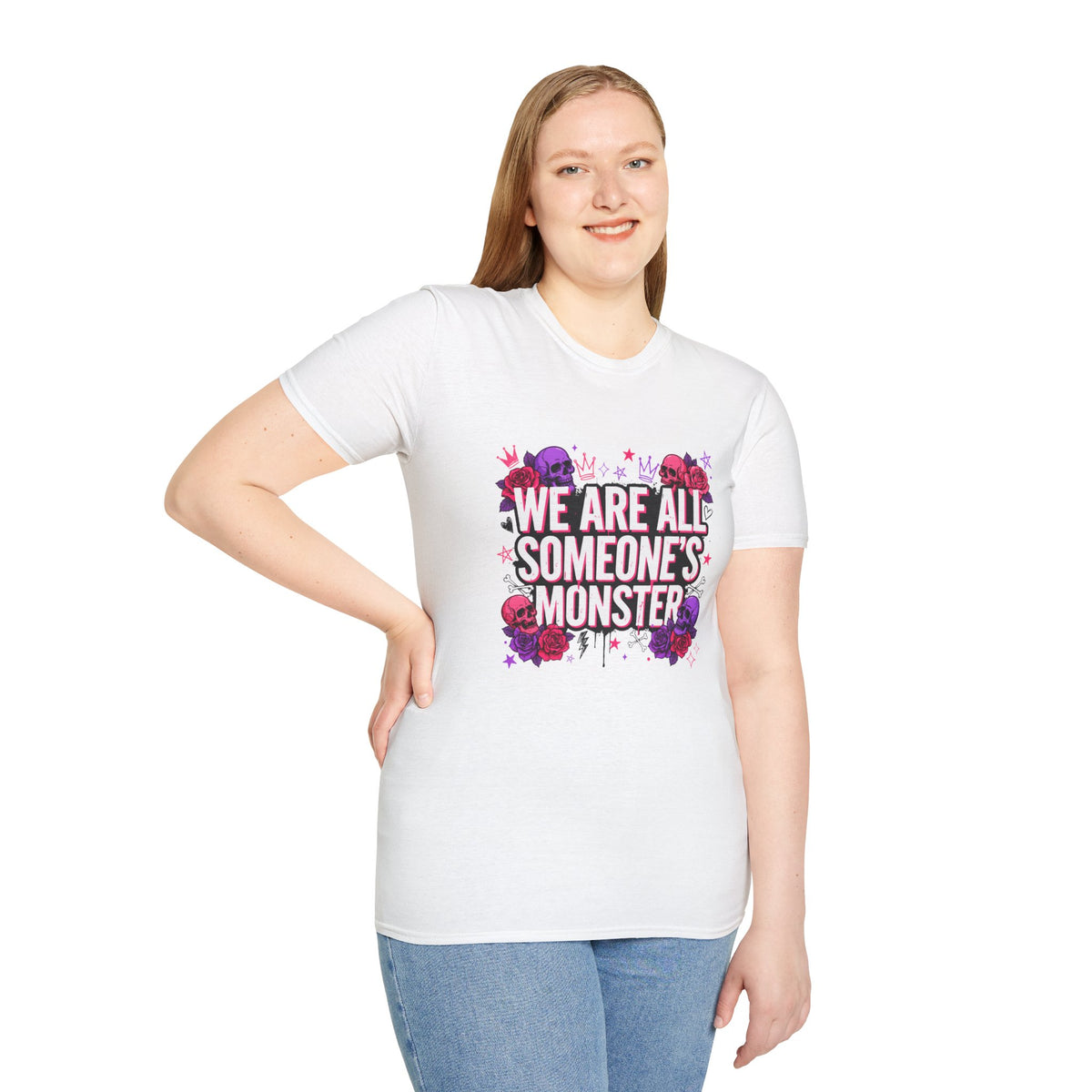 We Are All Someone's Monster T-Shirt — Goth Floral Skull Graphic Tee
