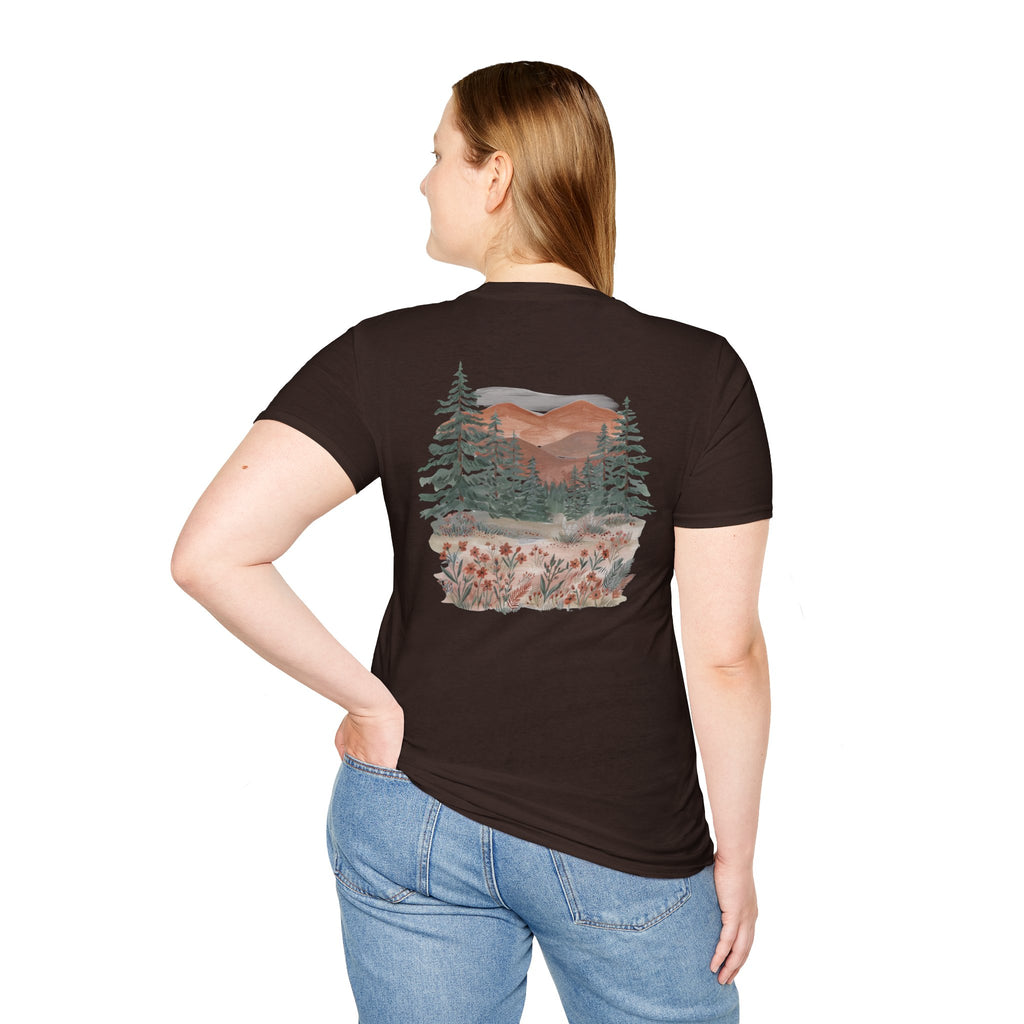 Floral Corner Tee — Minimal Wildflower Pocket T‑Shirt
