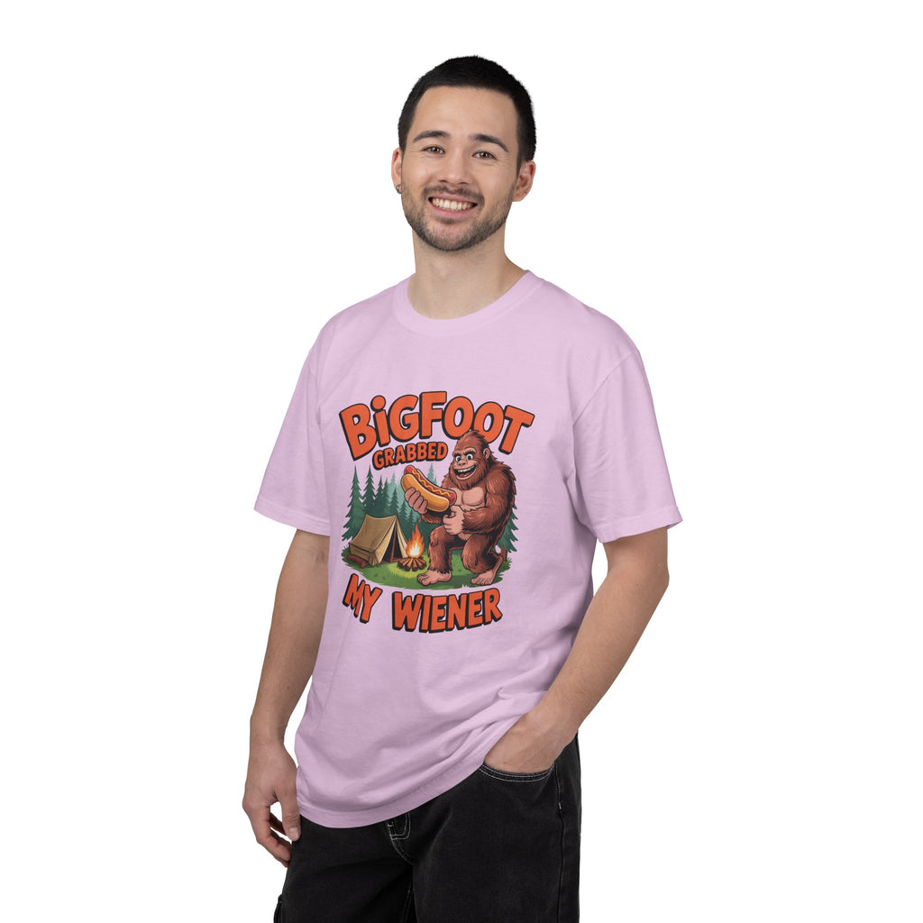 Bigfoot Grabbed My Wiener T-Shirt — Funny Camping Sasquatch Tee