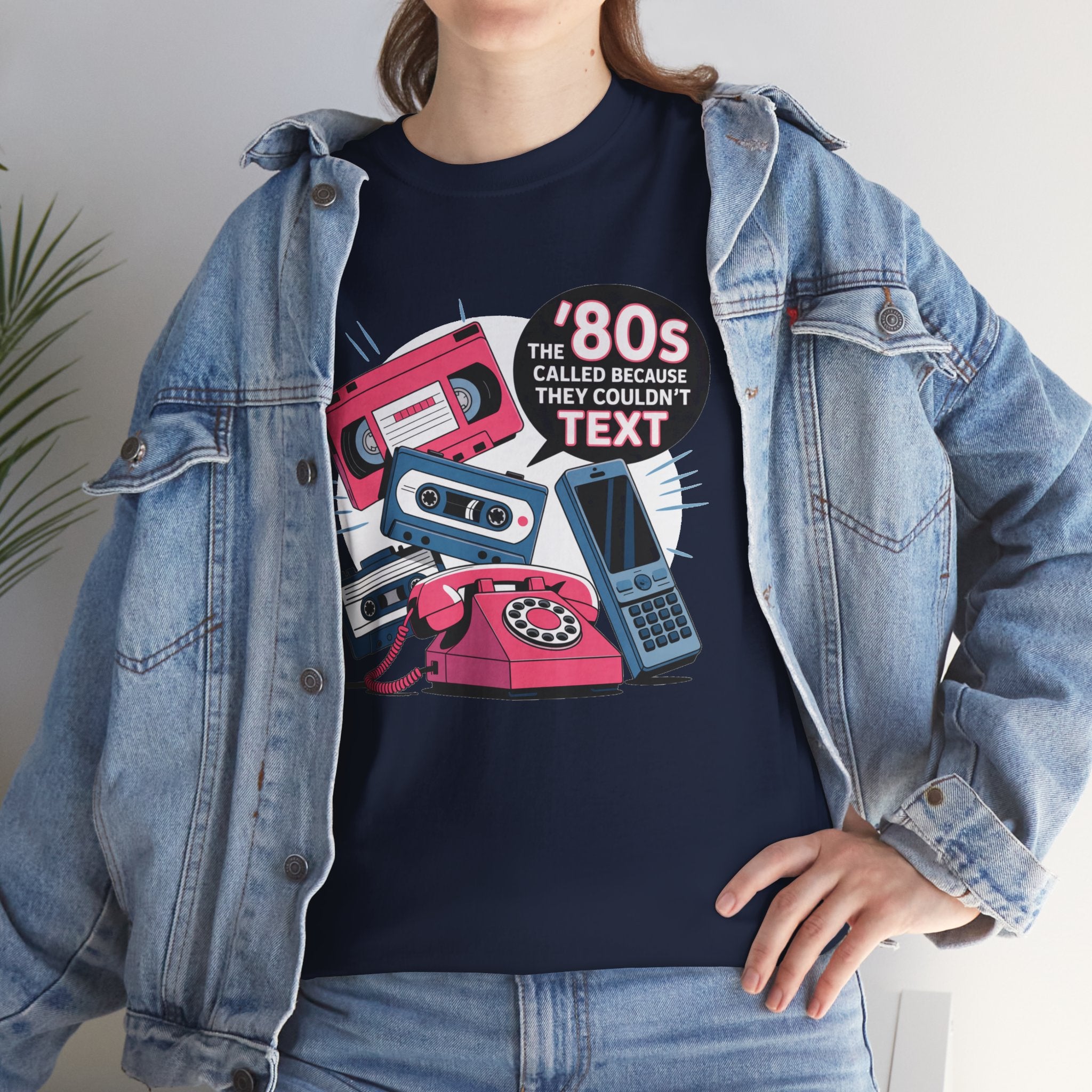 '80s Retro Phones Tee – Vintage Rotary, Cassette & Brick Cell Graphic T-Shirt