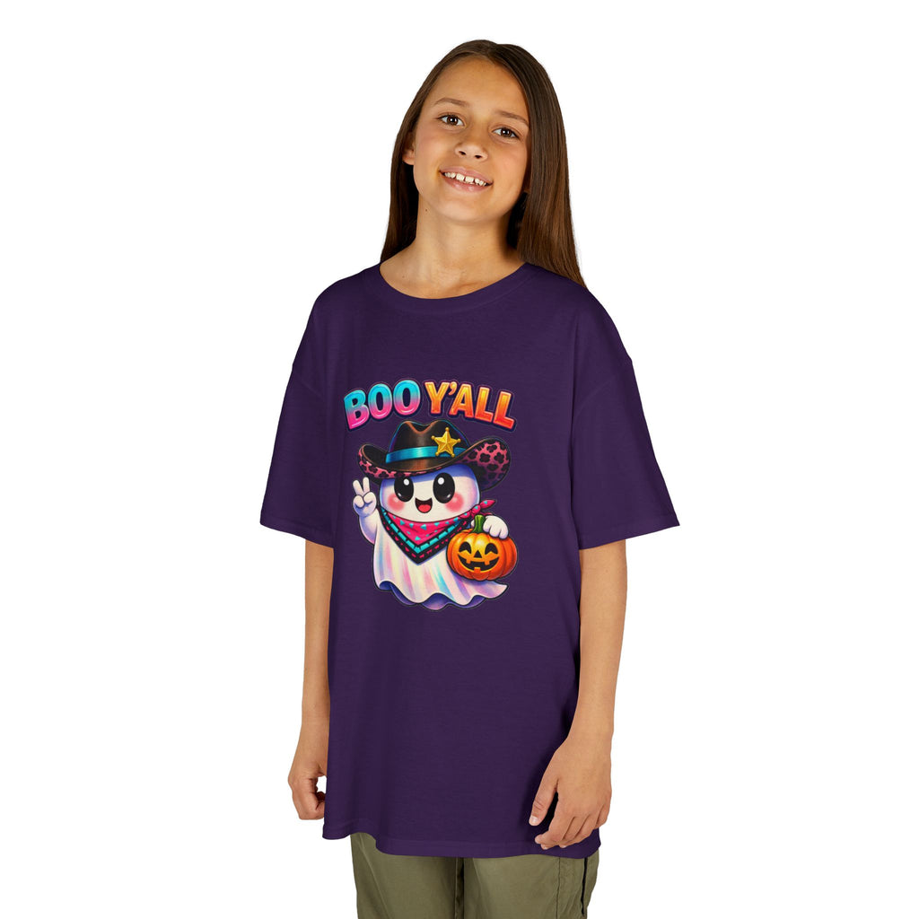 Kids Tee — 'Boo Y'all' Ghost Cowboy Halloween Shirt