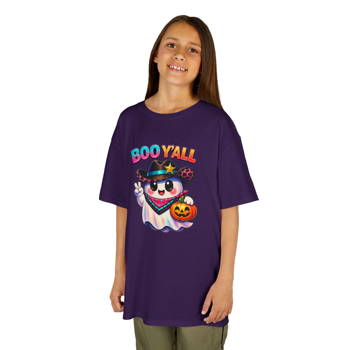 Kids Tee — 'Boo Y'all' Ghost Cowboy Halloween Shirt