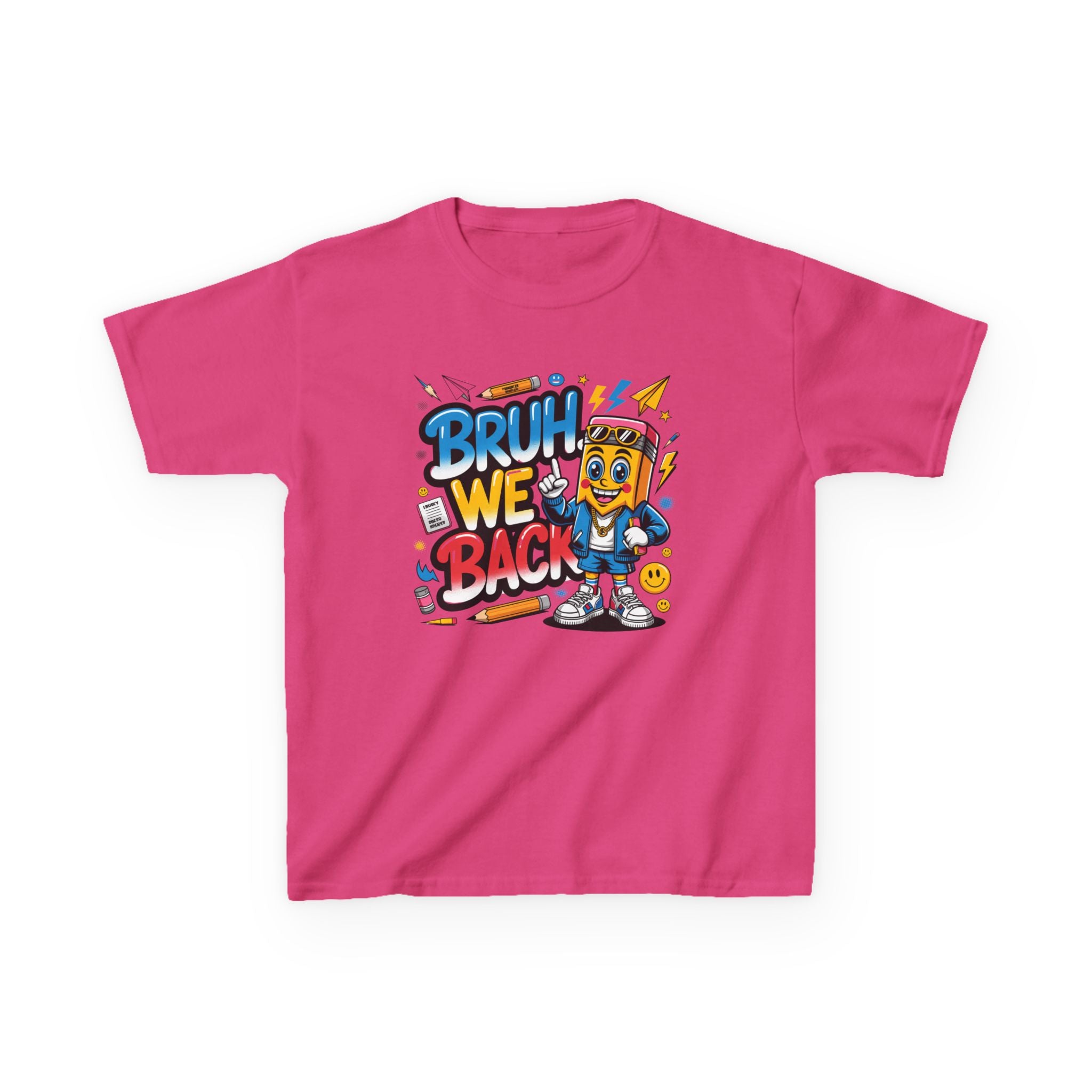Kids Tee — "Bruh We Back" Retro Cartoon Graphic Shirt
