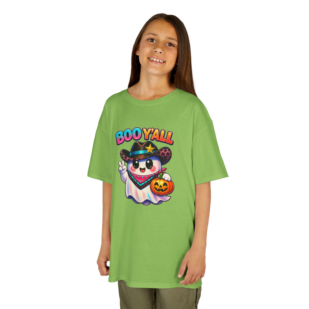 Kids Tee — 'Boo Y'all' Ghost Cowboy Halloween Shirt