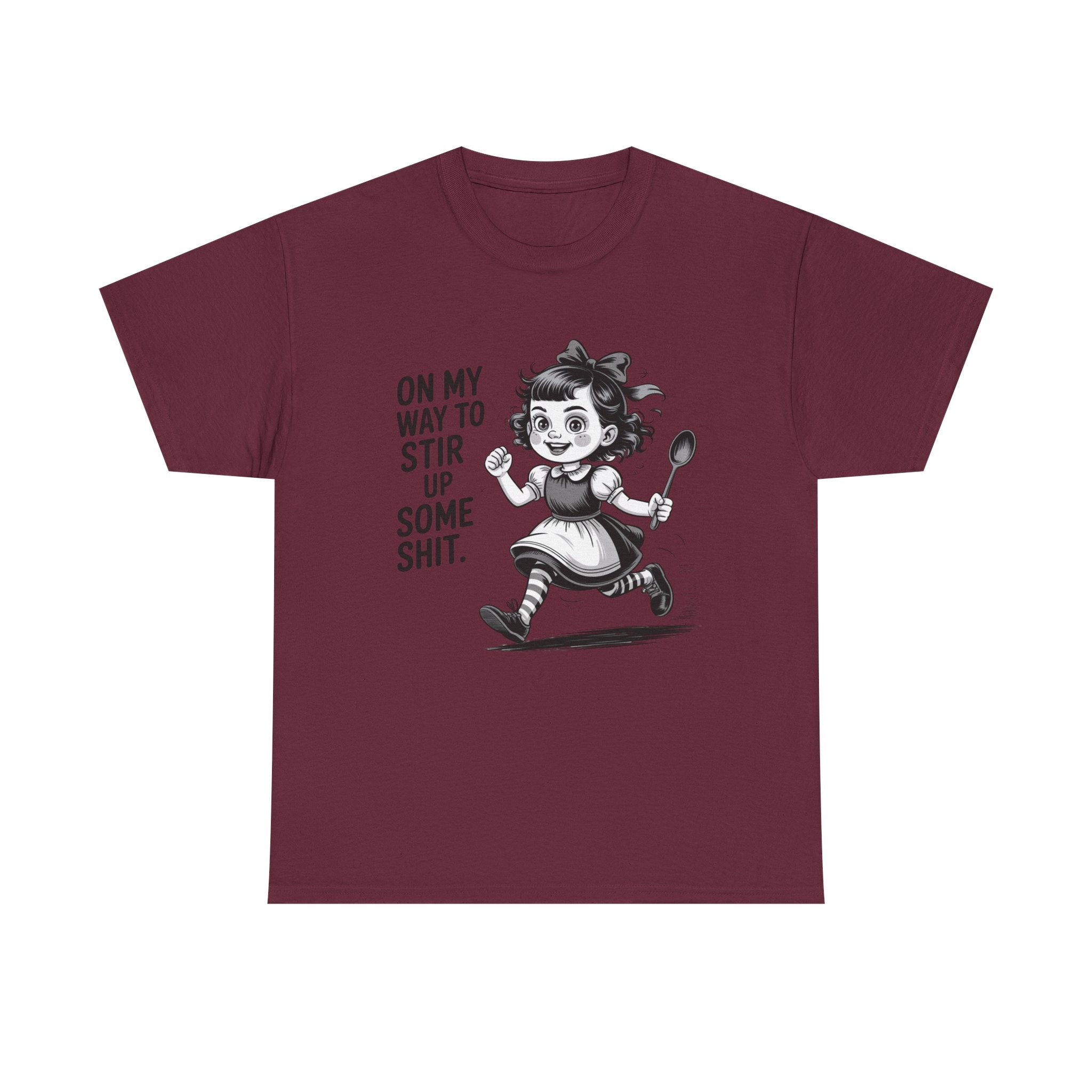 Stir Up Some Shit Tee — Retro Mischief Girl Graphic T-Shirt