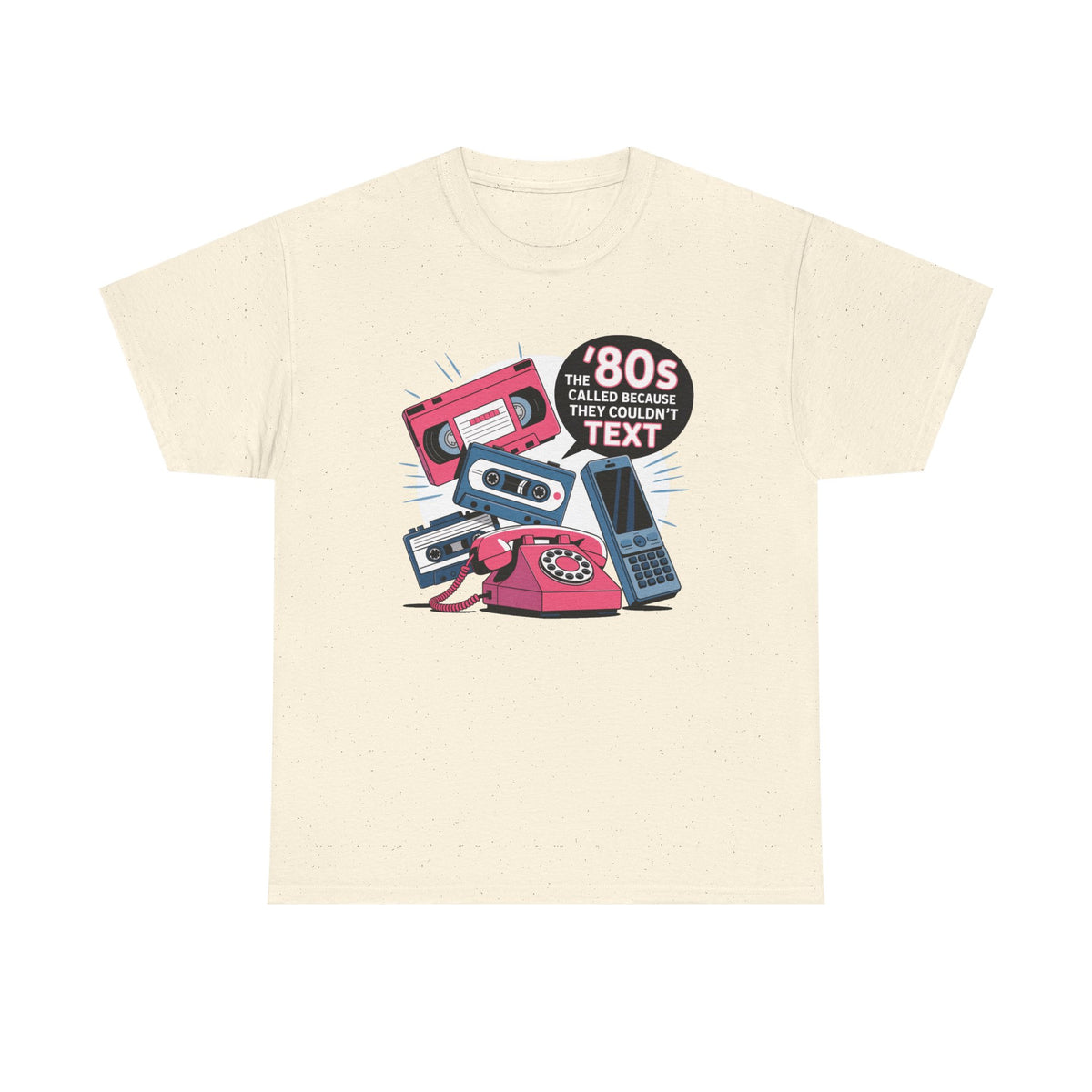 '80s Retro Phones Tee – Vintage Rotary, Cassette & Brick Cell Graphic T-Shirt