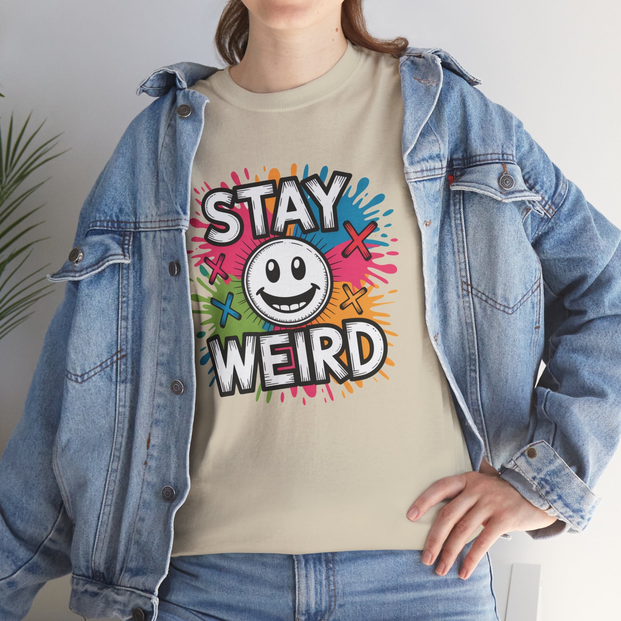 Stay Weird T-Shirt – Colorful Smiley Graphic Tee