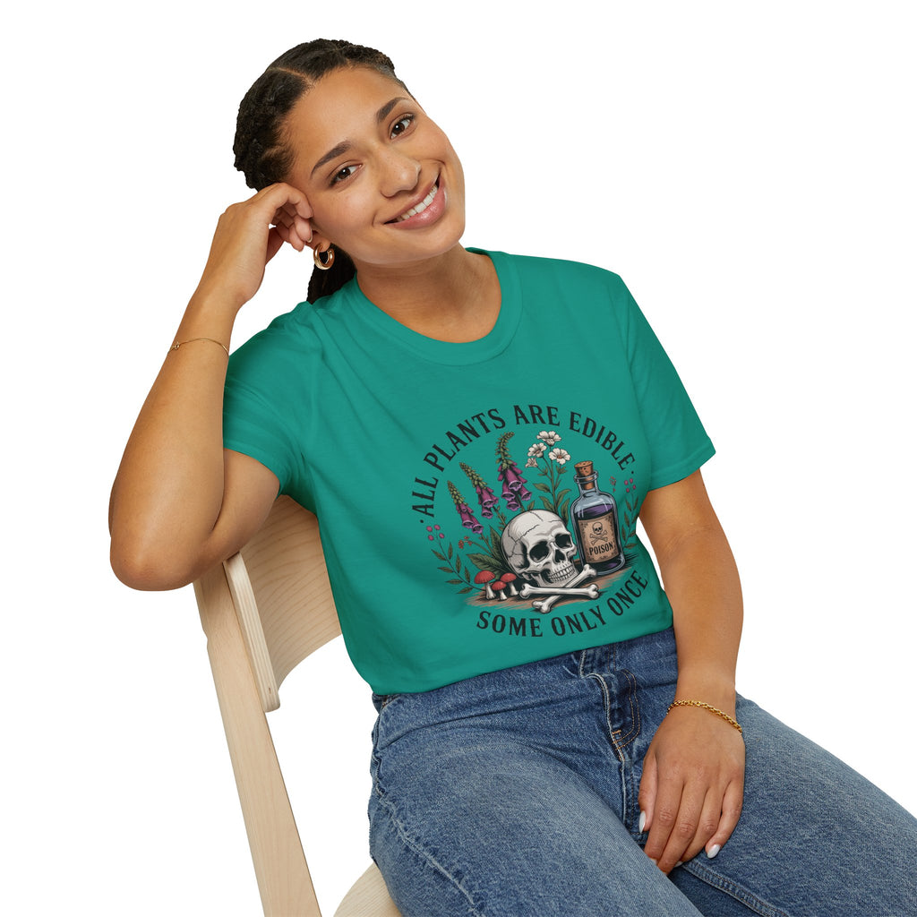 All Plants Are Edible T-Shirt — Botanical Skull & Apothecary Graphic Tee