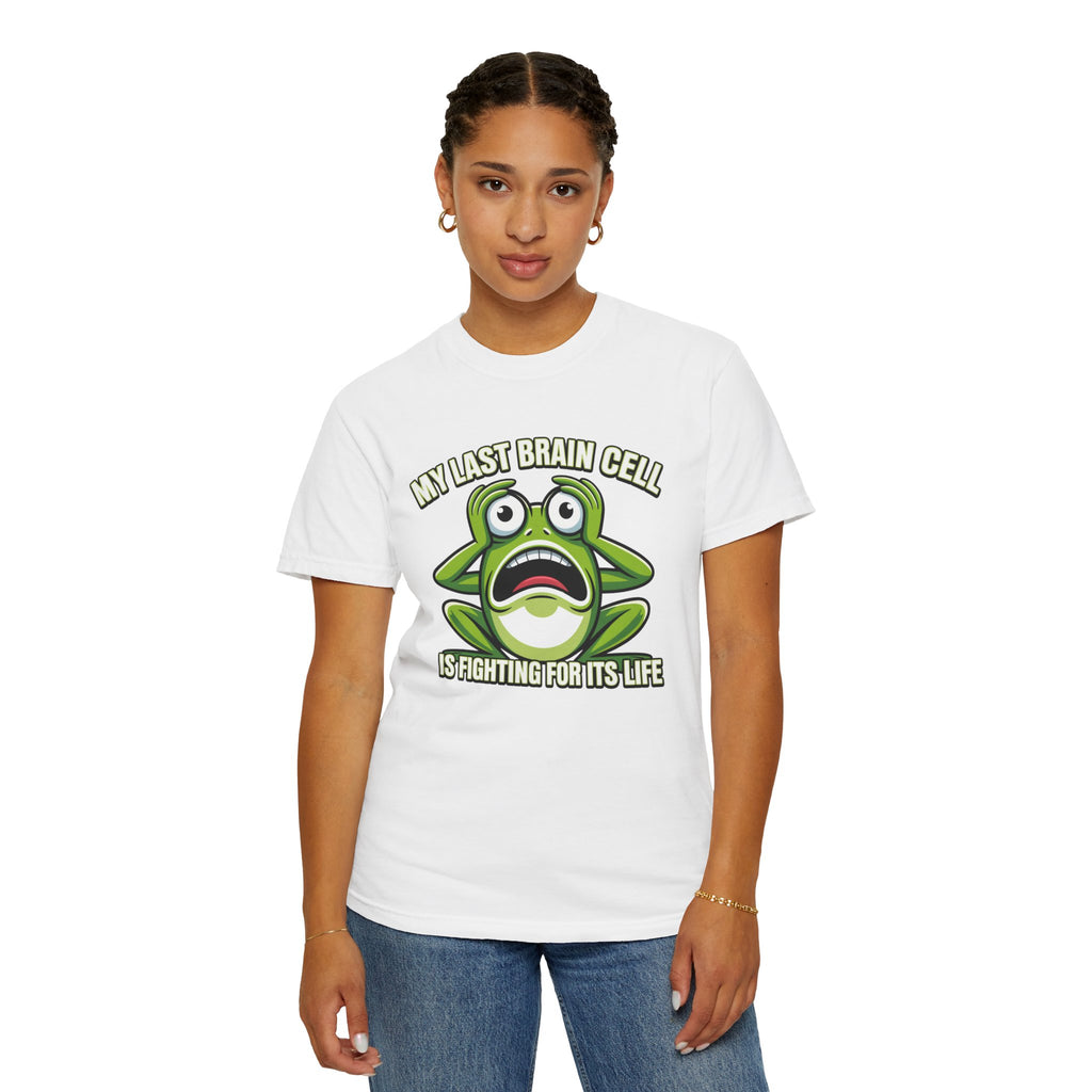 Funny Frog Graphic T-Shirt — My Last Brain Cell Is Fighting For Its Life Humor Gift Tee for Women
