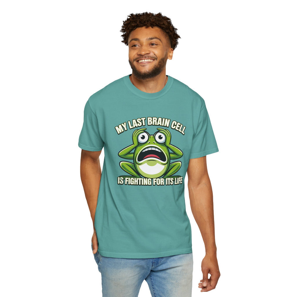Funny Frog Graphic T-Shirt — My Last Brain Cell Is Fighting For Its Life Humor Gift Tee for Women