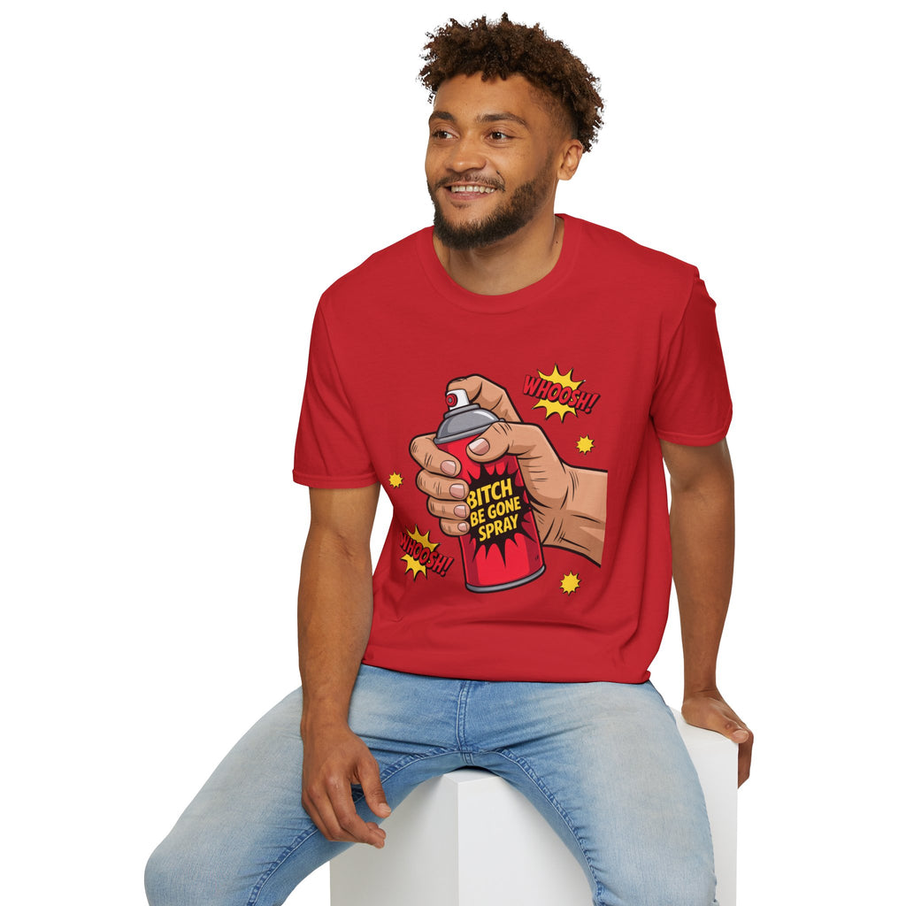 Funny 'Bitch, Be Gone' Spray T-Shirt — Pop Art Spray Can Graphic Tee