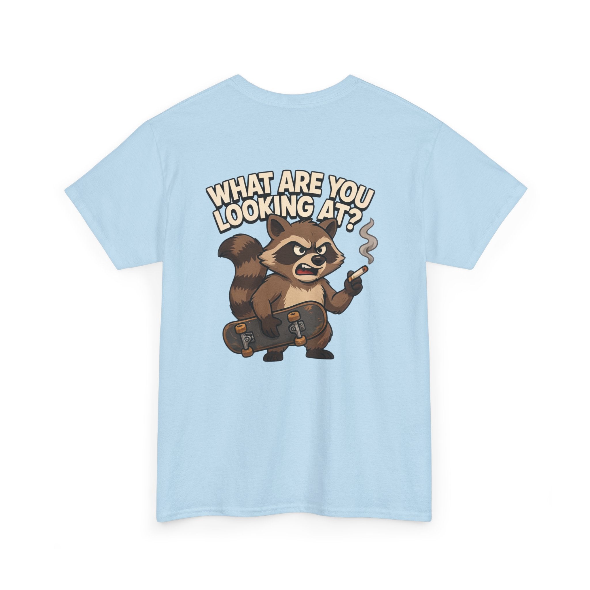 Graphic Tee — "What Are You Looking At?" Raccoon Illustration T-Shirt