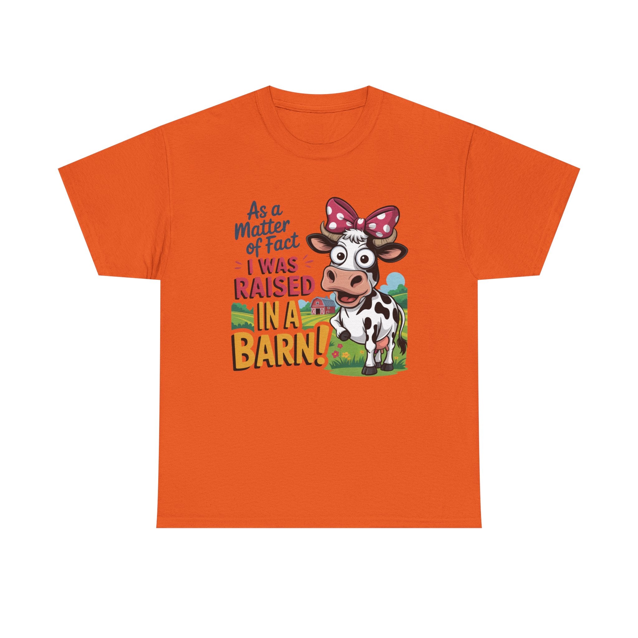Raised in a Barn Cow Graphic Tee — Funny Farm Animal Shirt