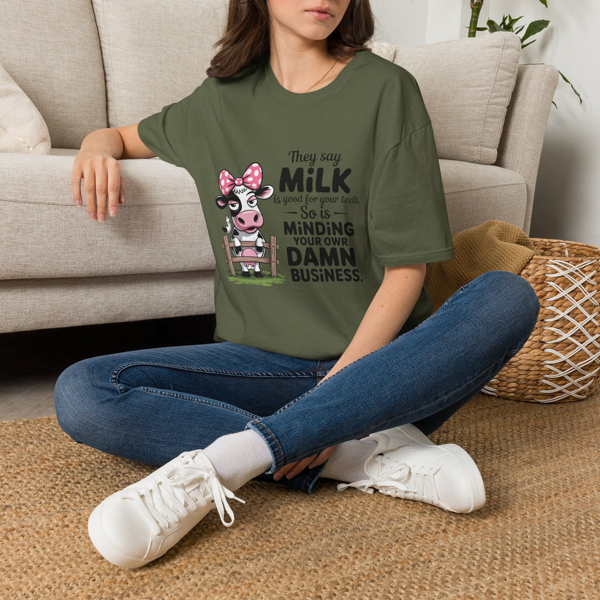 They Say Milk Is Good For Your Teeth - Funny Cow T-Shirt