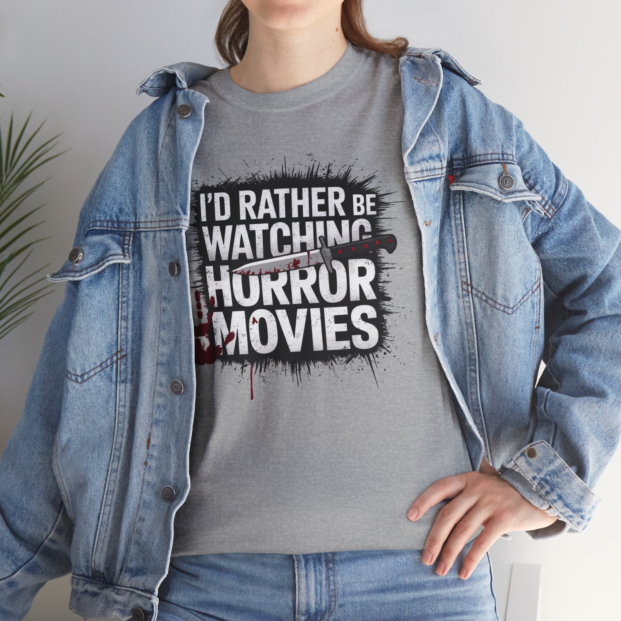 Horror Movie Fan T-Shirt — "I'd Rather Be Watching Horror Movies" Graphic Tee