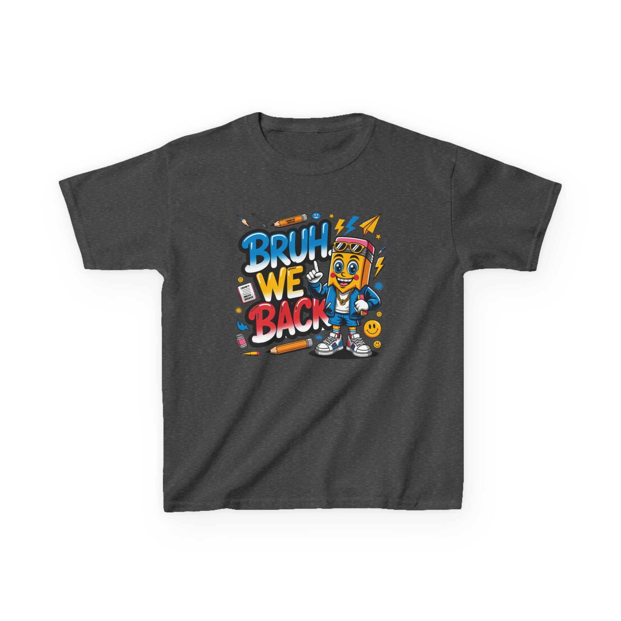 Kids Tee — "Bruh We Back" Retro Cartoon Graphic Shirt