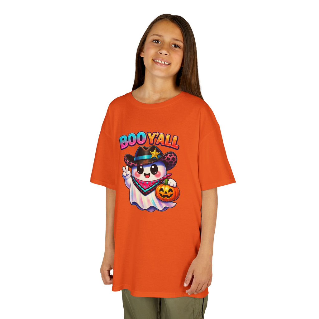 Kids Tee — 'Boo Y'all' Ghost Cowboy Halloween Shirt