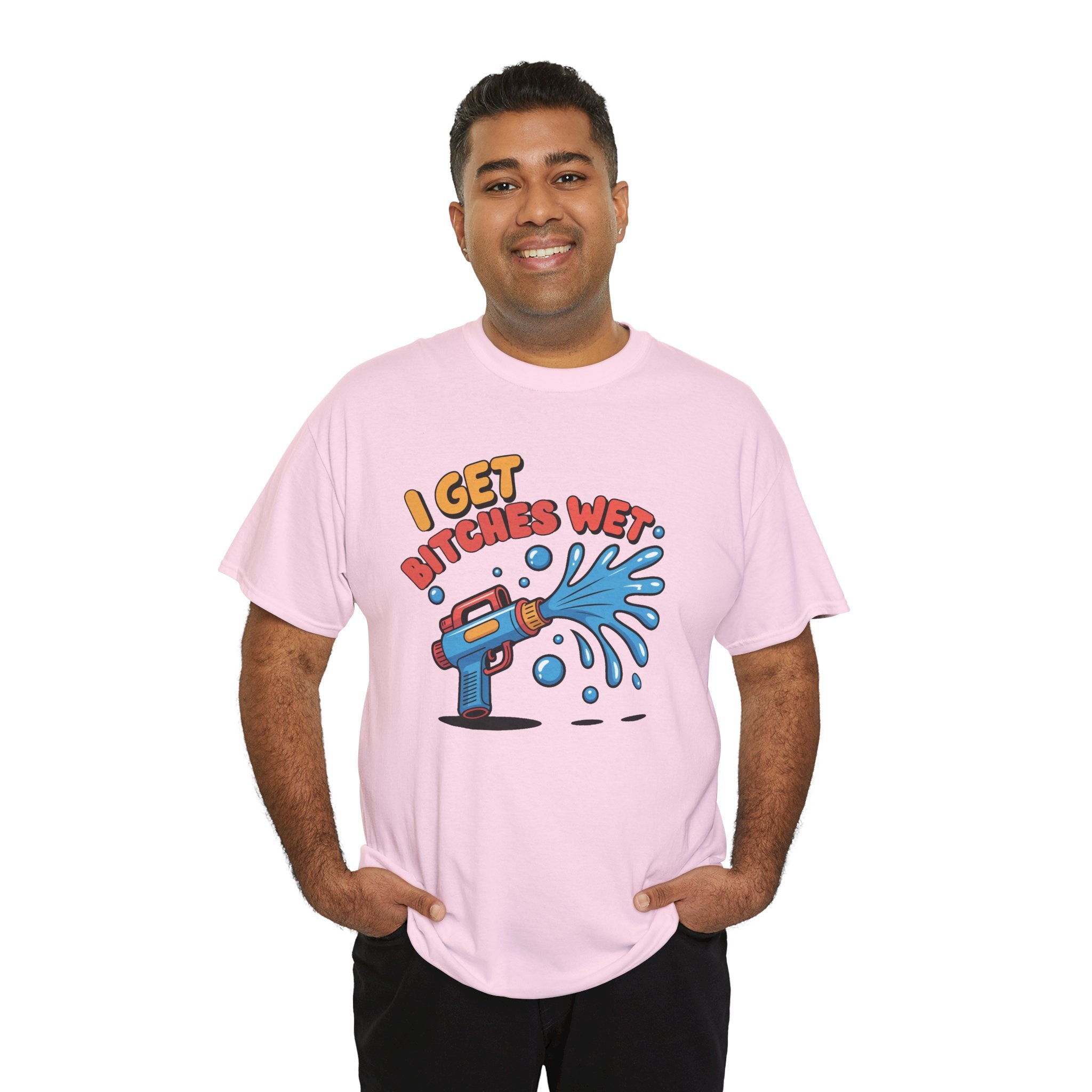 Water Gun Tee Adult Humor — "I Get Bitches Wet" Graphic Summer T-Shirt