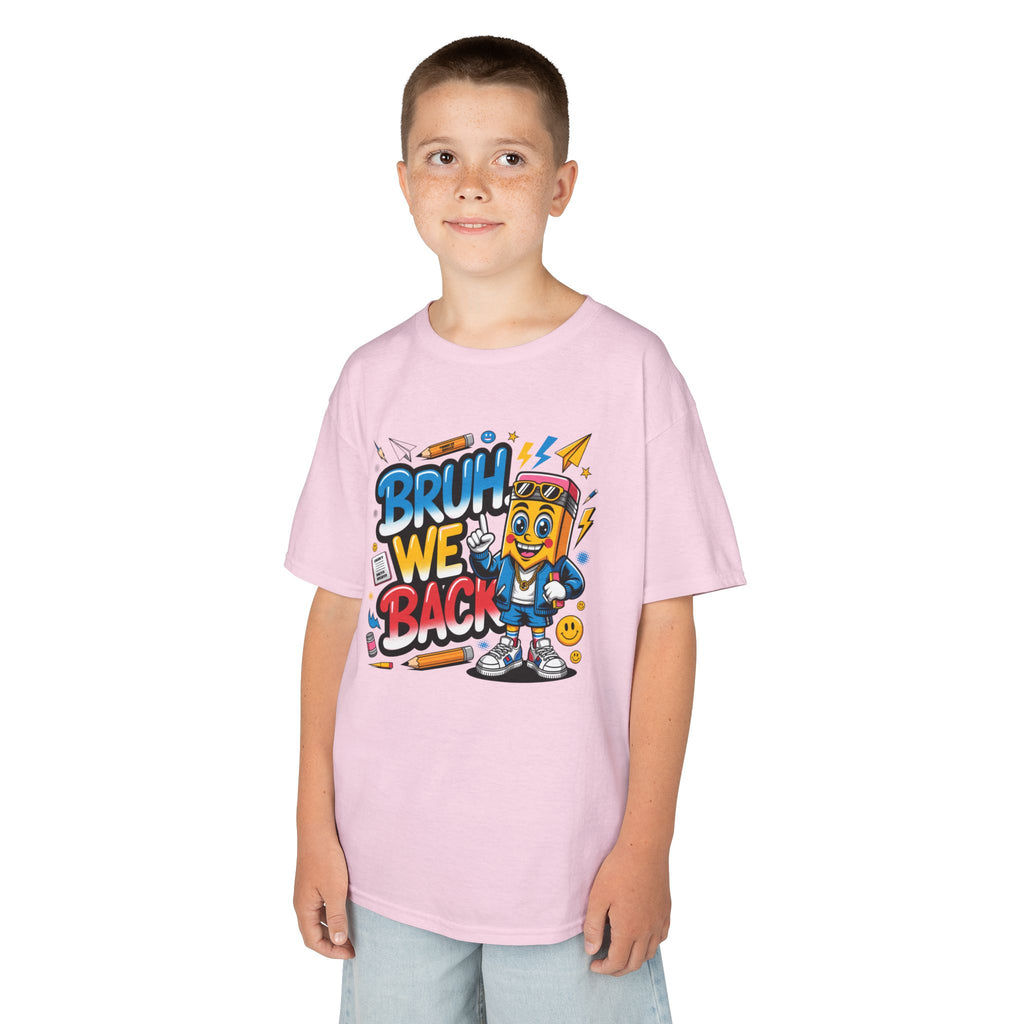 Kids T-Shirt — "Bruh We Back" Cartoon Graphic Tee
