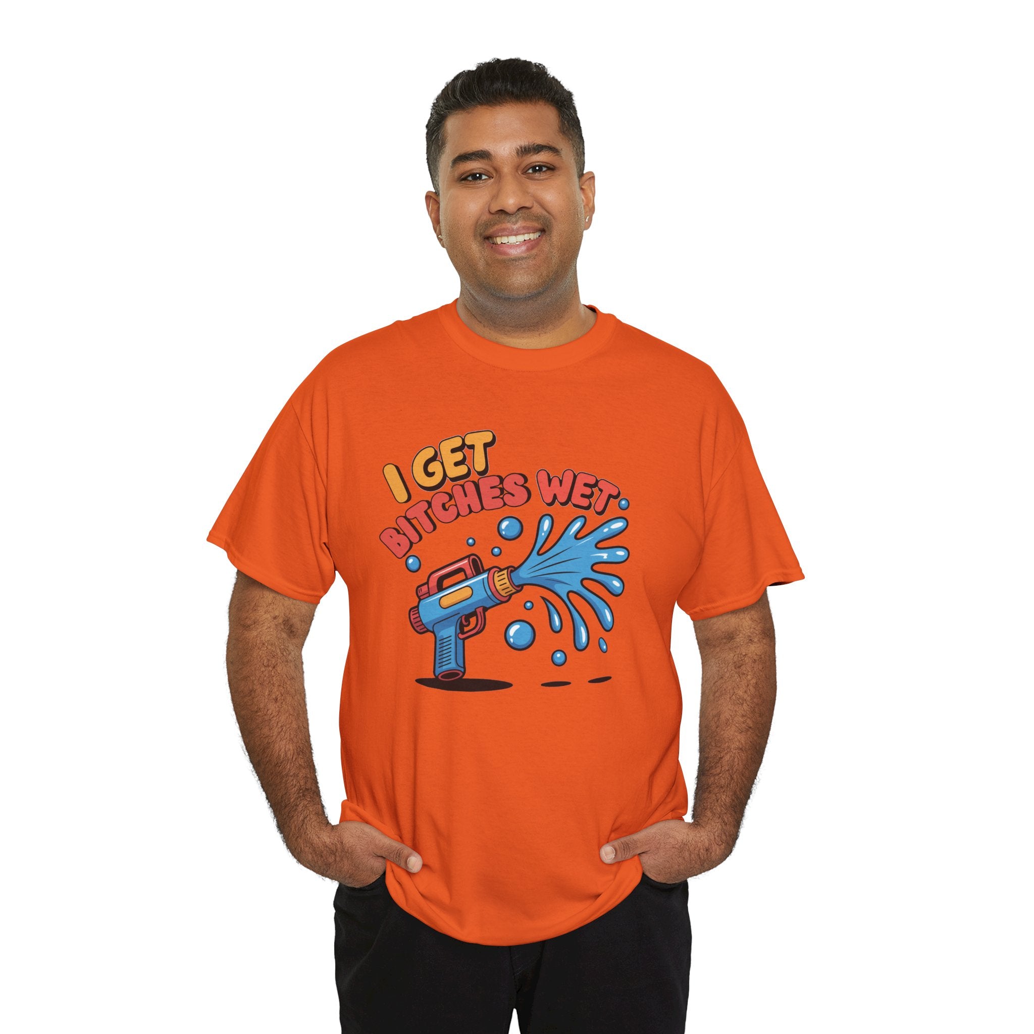 Water Gun Tee Adult Humor — "I Get Bitches Wet" Graphic Summer T-Shirt