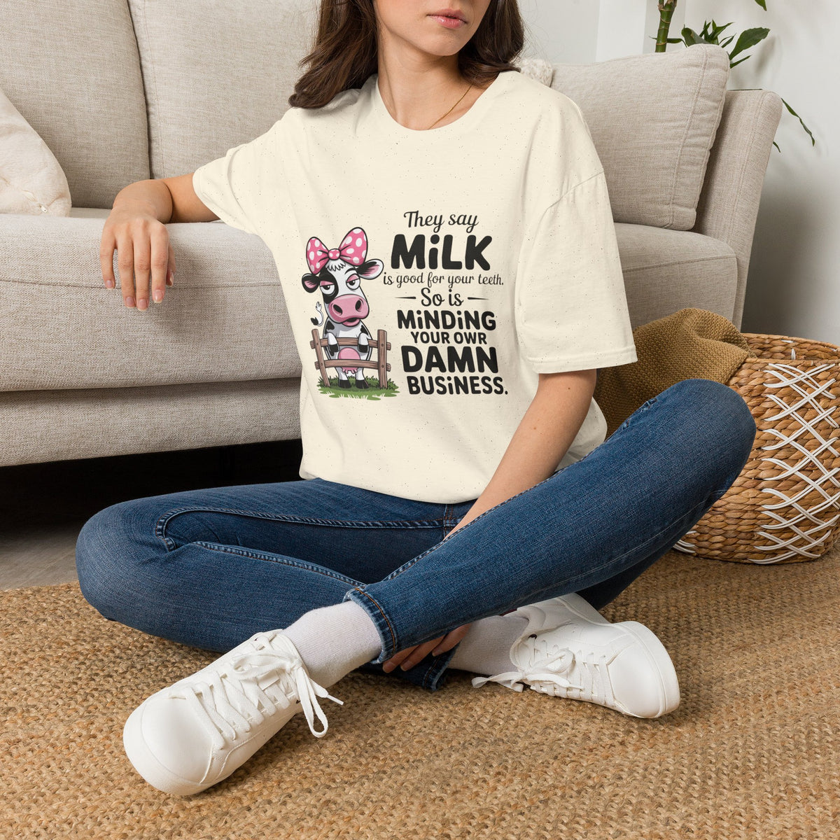 They Say Milk Is Good For Your Teeth - Funny Cow T-Shirt