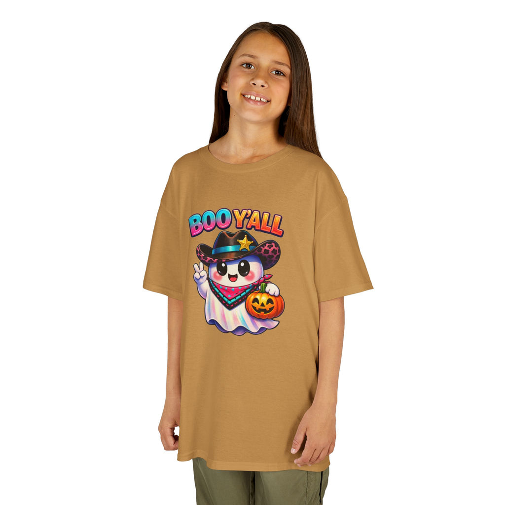 Kids Tee — 'Boo Y'all' Ghost Cowboy Halloween Shirt