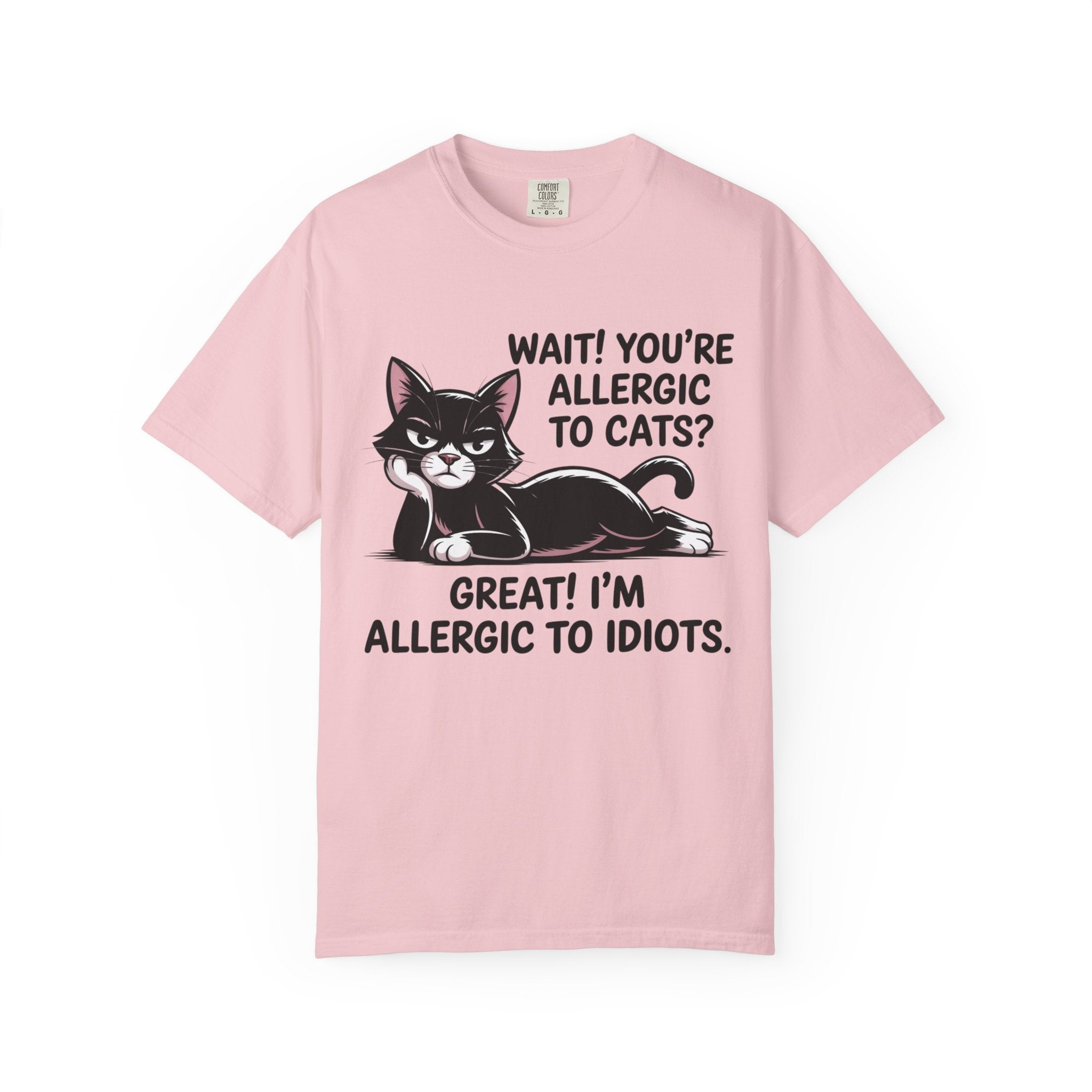 Funny Cat Lover T-Shirt — Allergic to Idiots Humor Gift Tee for Cat Moms