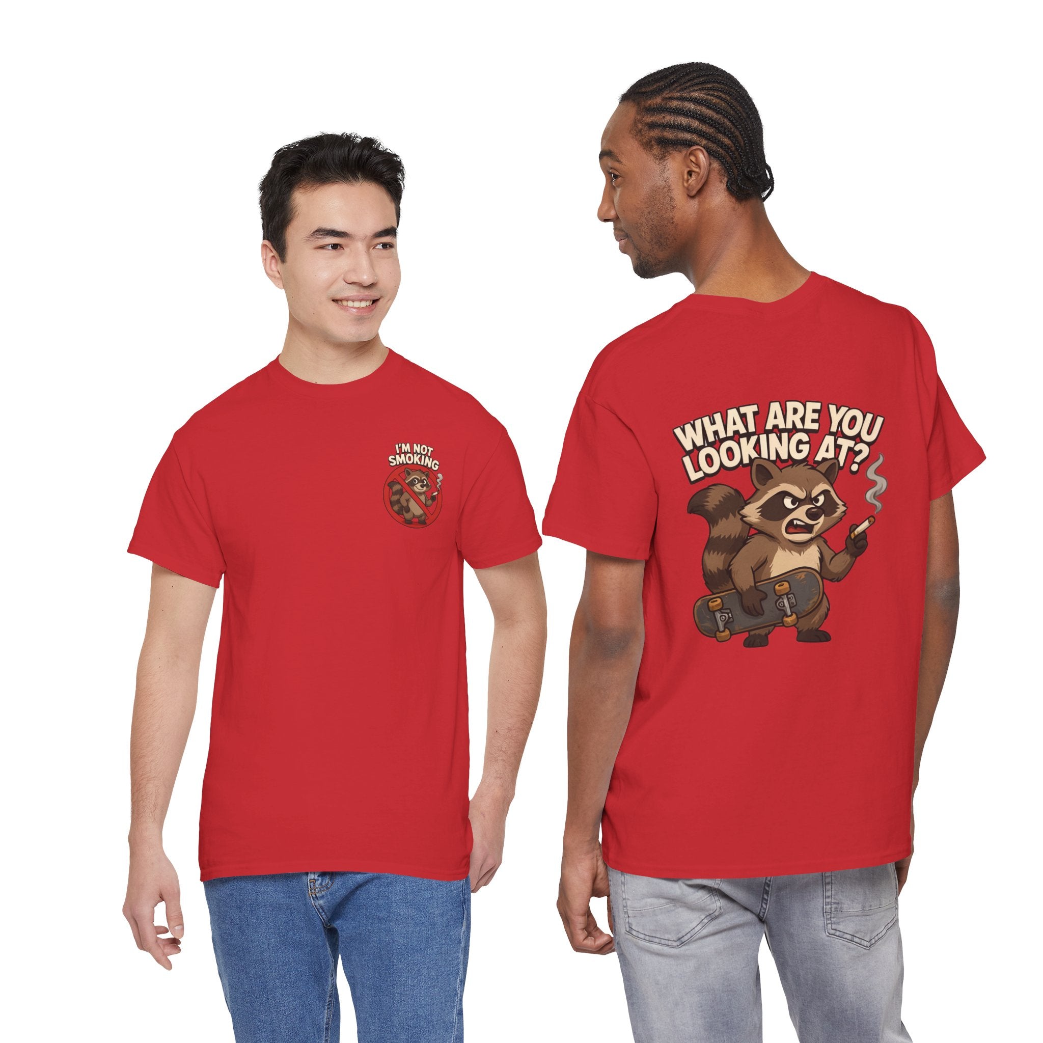 Graphic Tee — "What Are You Looking At?" Raccoon Illustration T-Shirt