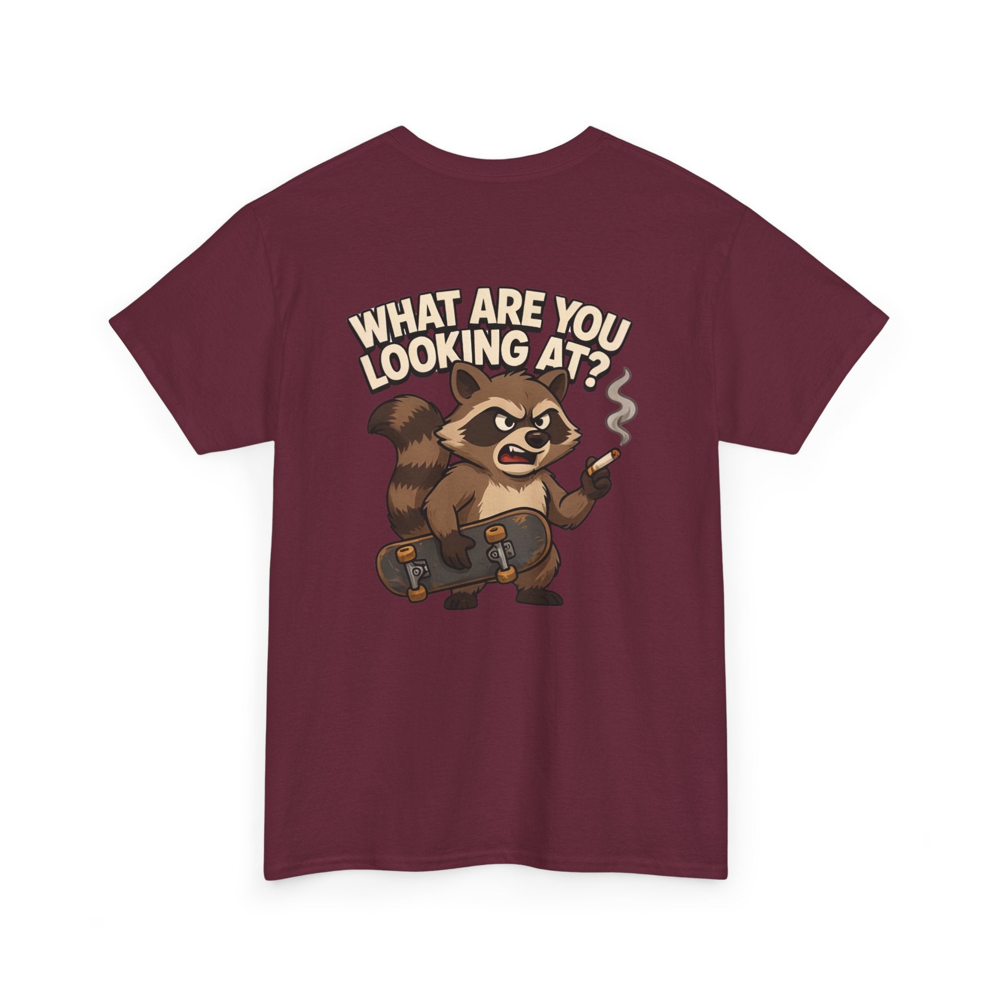 Graphic Tee — "What Are You Looking At?" Raccoon Illustration T-Shirt